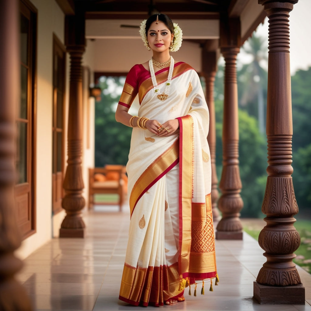 Vishu 2026: Drape Yourself in Kerala's Golden Heritage  with Authentic Set Mundu & Kasavu Sarees