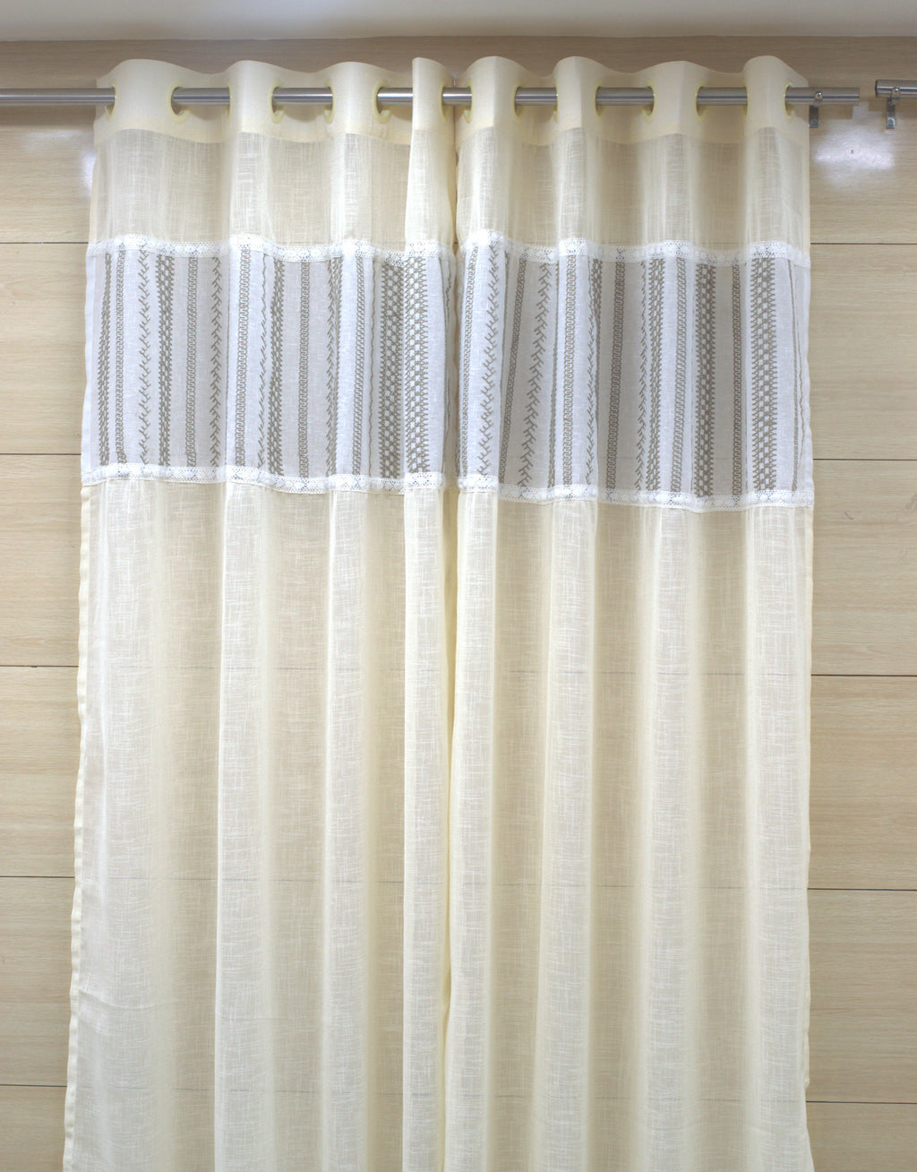 4×7 Semi Linen Door Curtain - Textured Fabric for Home Décor - View 3 - Linen - Nushio