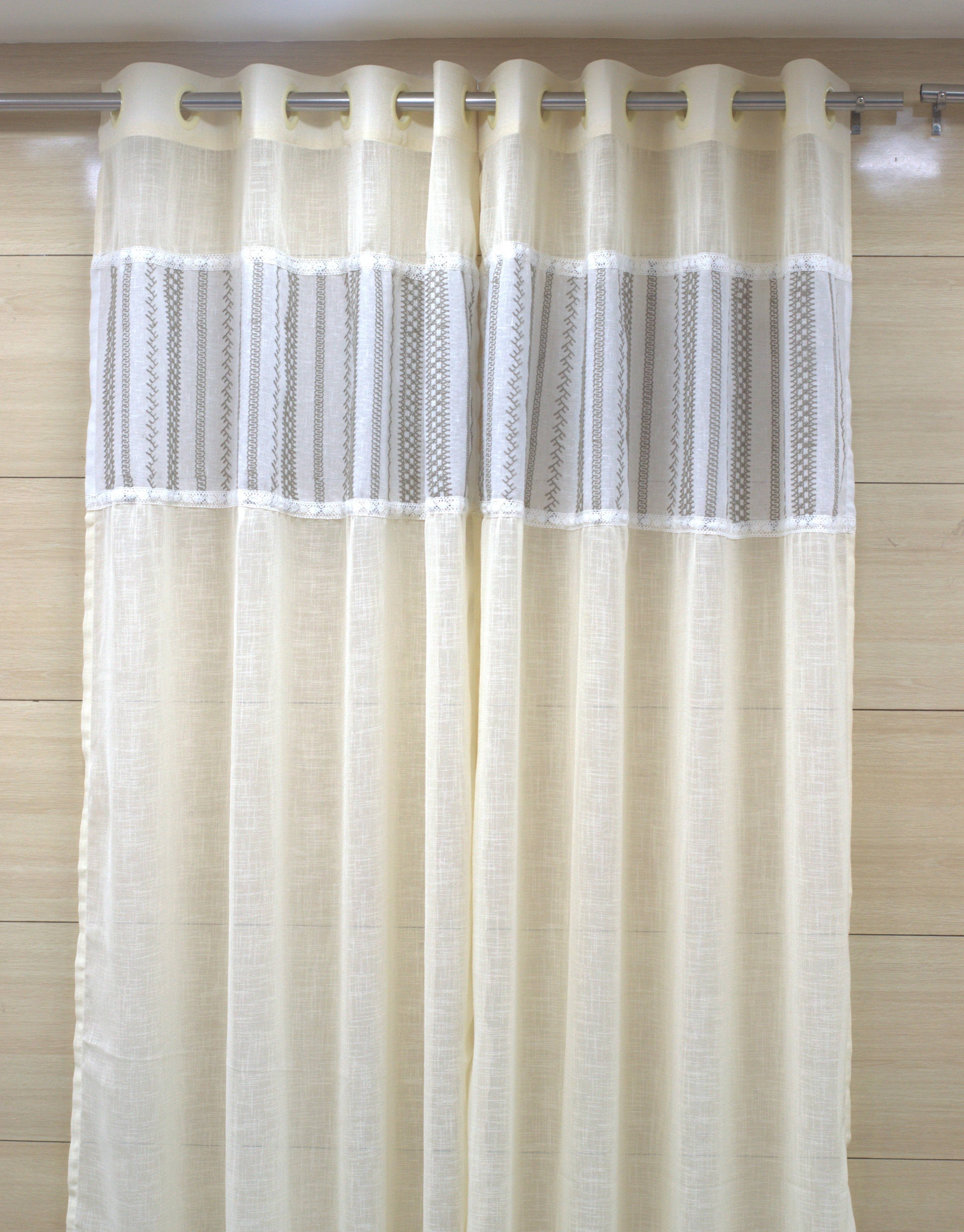 4×7 Semi Linen Door Curtain - Textured Fabric for Home Décor - View 3 - Linen - Nushio