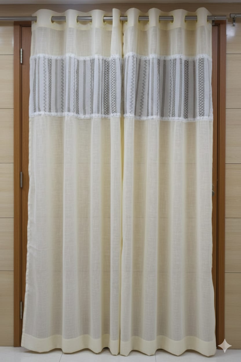 4×7 Semi Linen Door Curtain - Textured Fabric for Home Décor - View 2 - Linen - Nushio