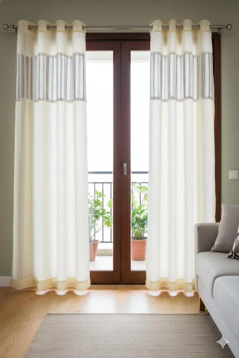 4×7 Semi Linen Door Curtain - Textured Fabric for Home Décor - Main Product Image - Linen - Nushio