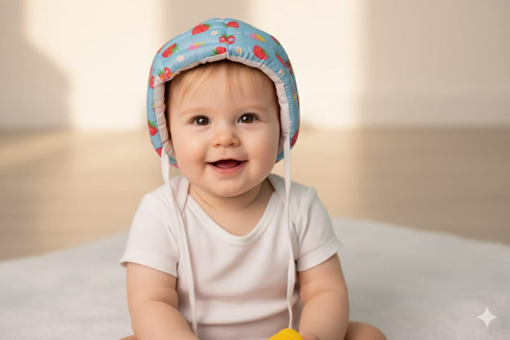 Baby Safety Helmet - Head Protector (Strawberry Print) - View 2 - Nushio