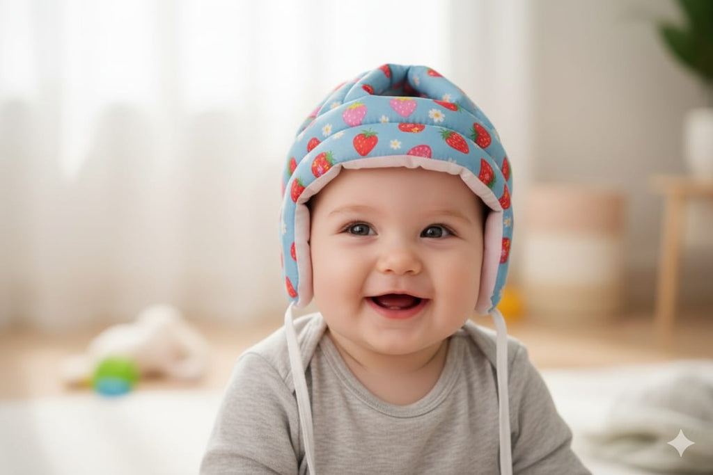 Baby Safety Helmet - Head Protector (Strawberry Print) - Main Product Image - Nushio