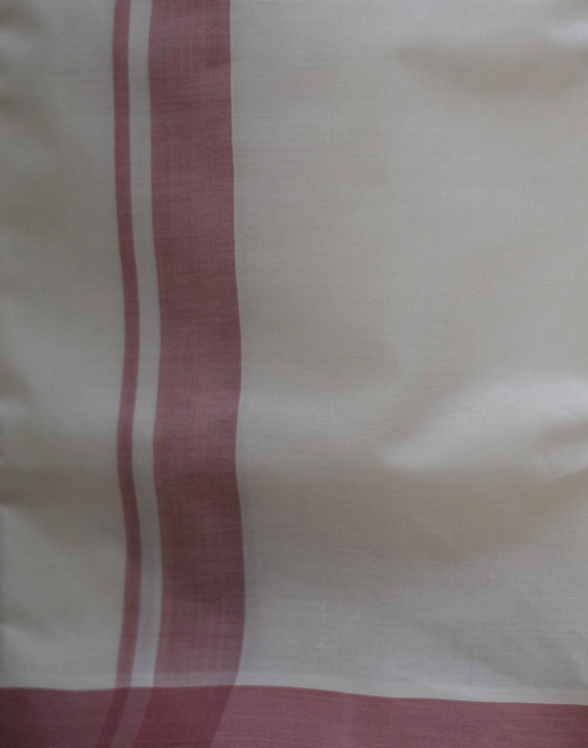 Traditional White Cotton Dhothi with Maroon Border
