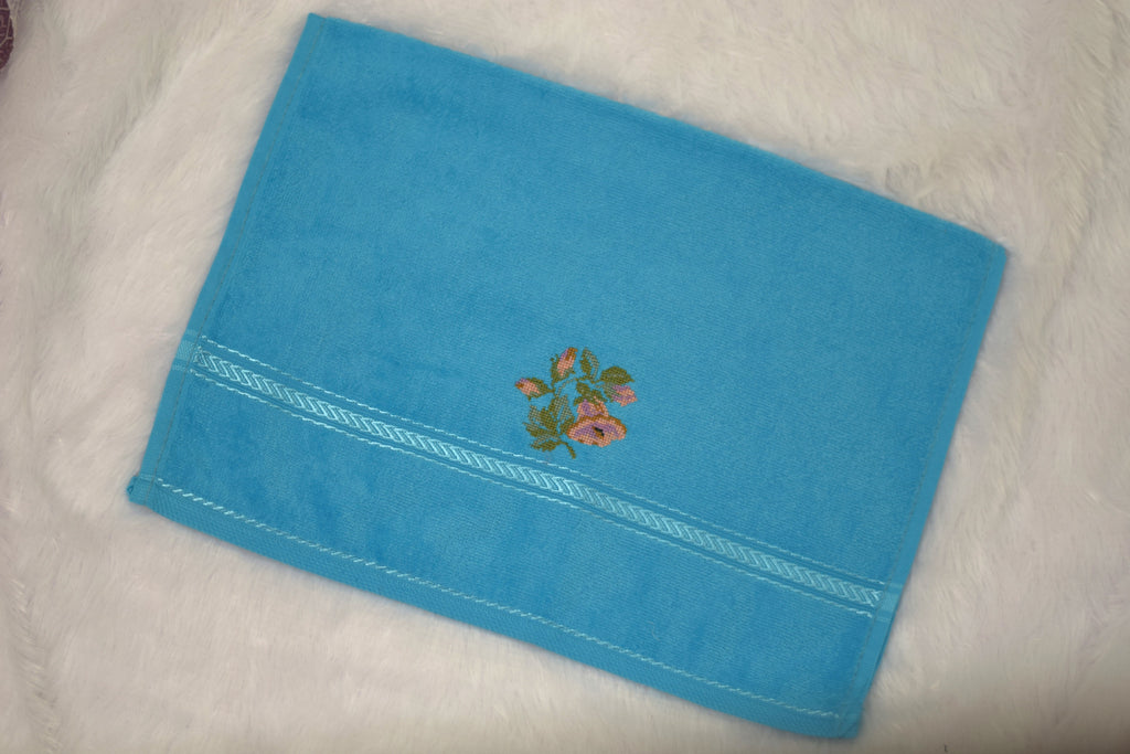 Sky Blue Turkish Embroidered Hand Towel