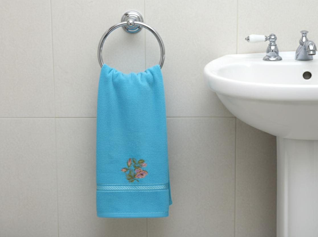 Sky Blue Turkish Embroidered Hand Towel