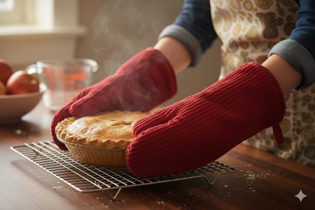 Red Cotton Oven Gloves - Kitchen Mitts (Set of 2)