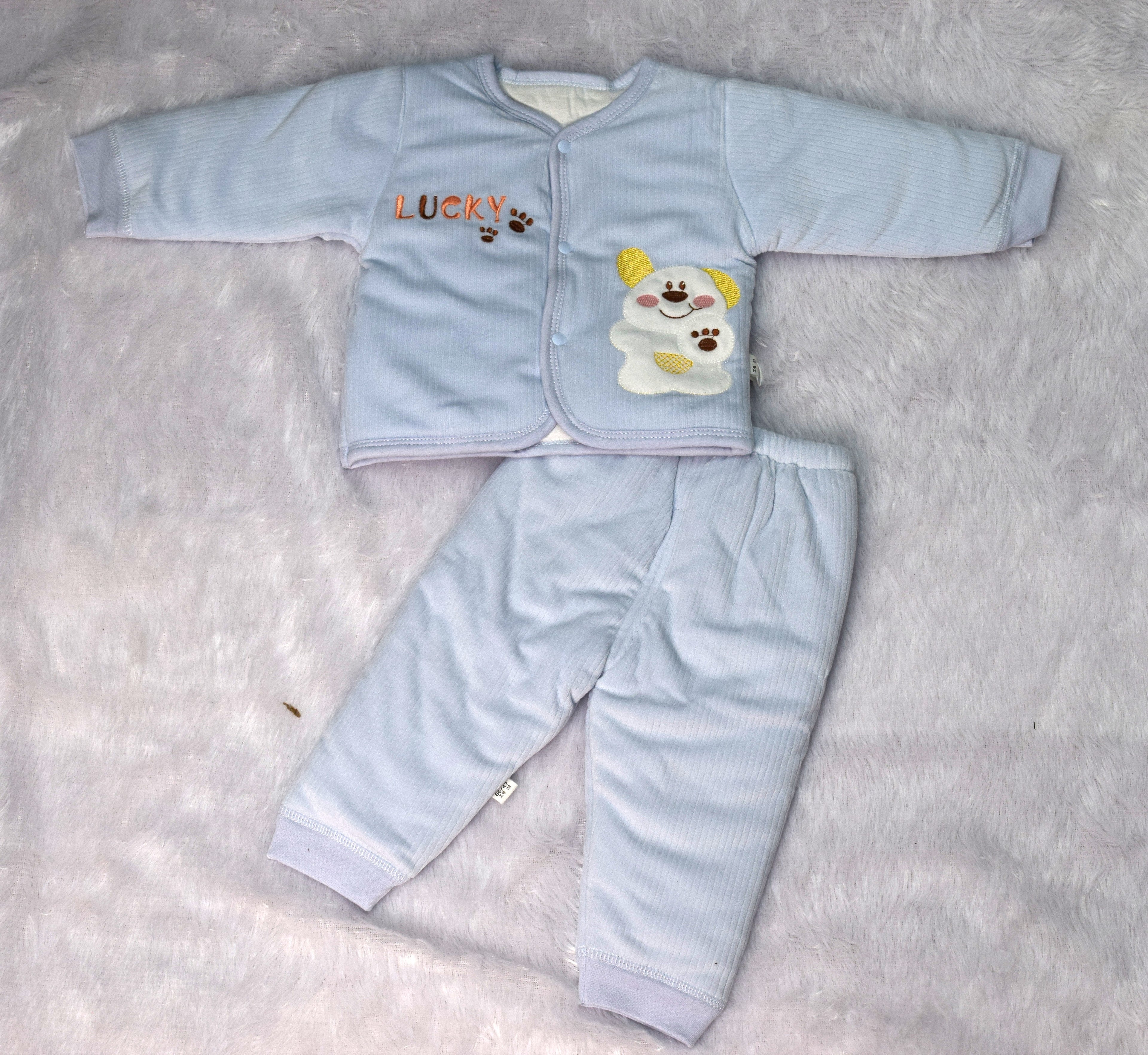 Light Blue Corduroy Baby Sweater Set - View 2 - Nushio