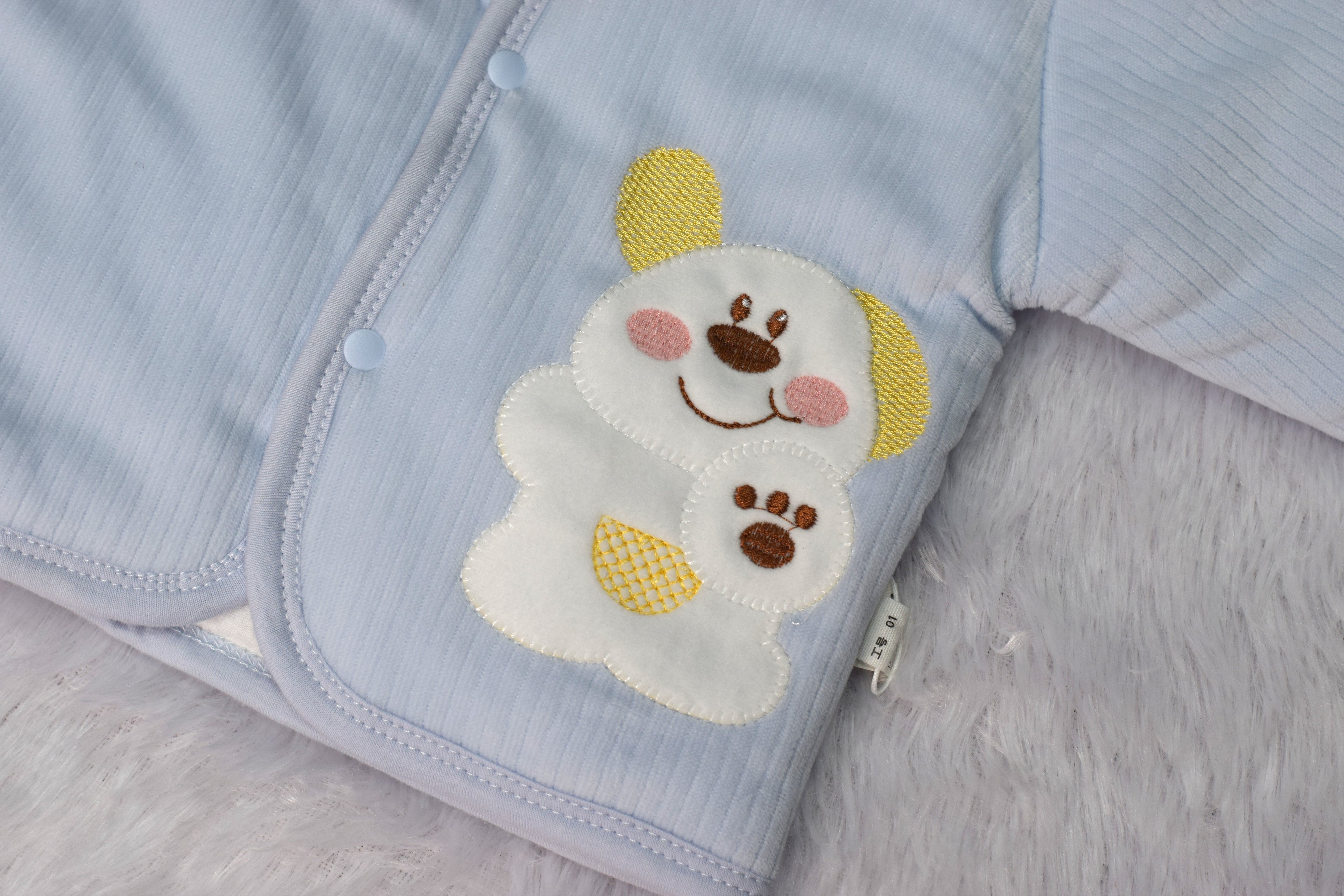 Light Blue Corduroy Baby Sweater Set - View 3 - Nushio