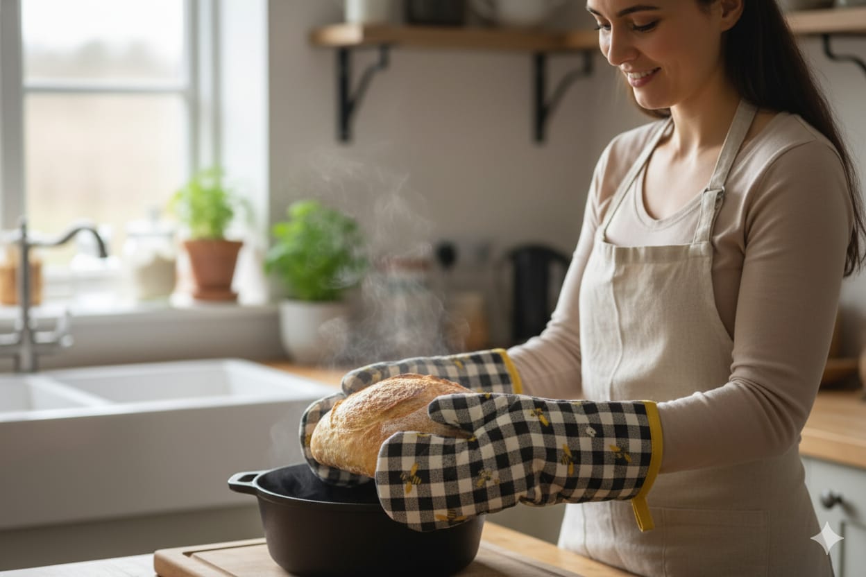 Honeybee Checkered Cotton Oven Gloves - Set of 2 - Main Product Image - Cotton - Nushio