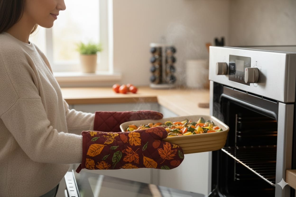 Autumn Leaf Printed Cotton Oven Gloves - Set of 2 - Main Product Image - Cotton Printed - Nushio