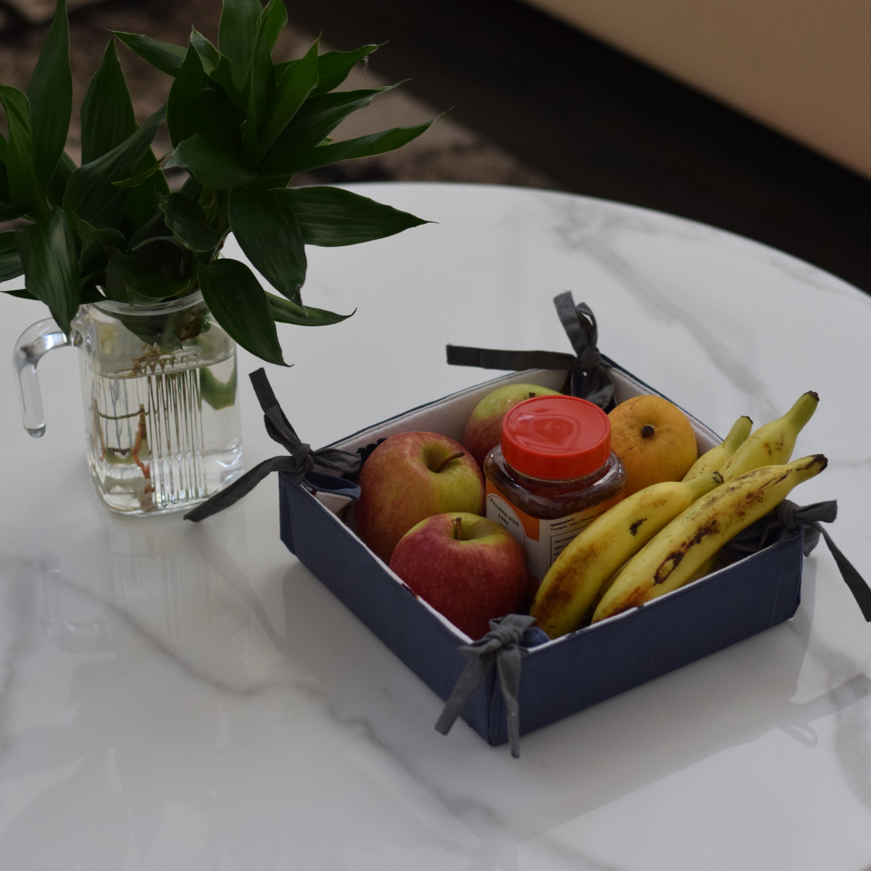 Rustic Rooster Print Fabric Bread Basket – Handmade Table Organizer