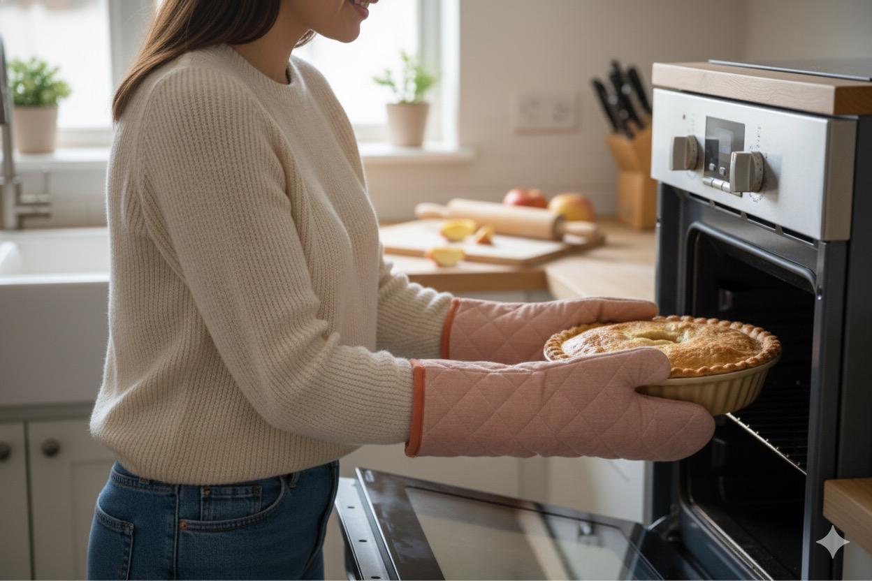 Premium Quilted Cotton Oven Gloves – Heat Resistant Kitchen Mitts (Set of 2