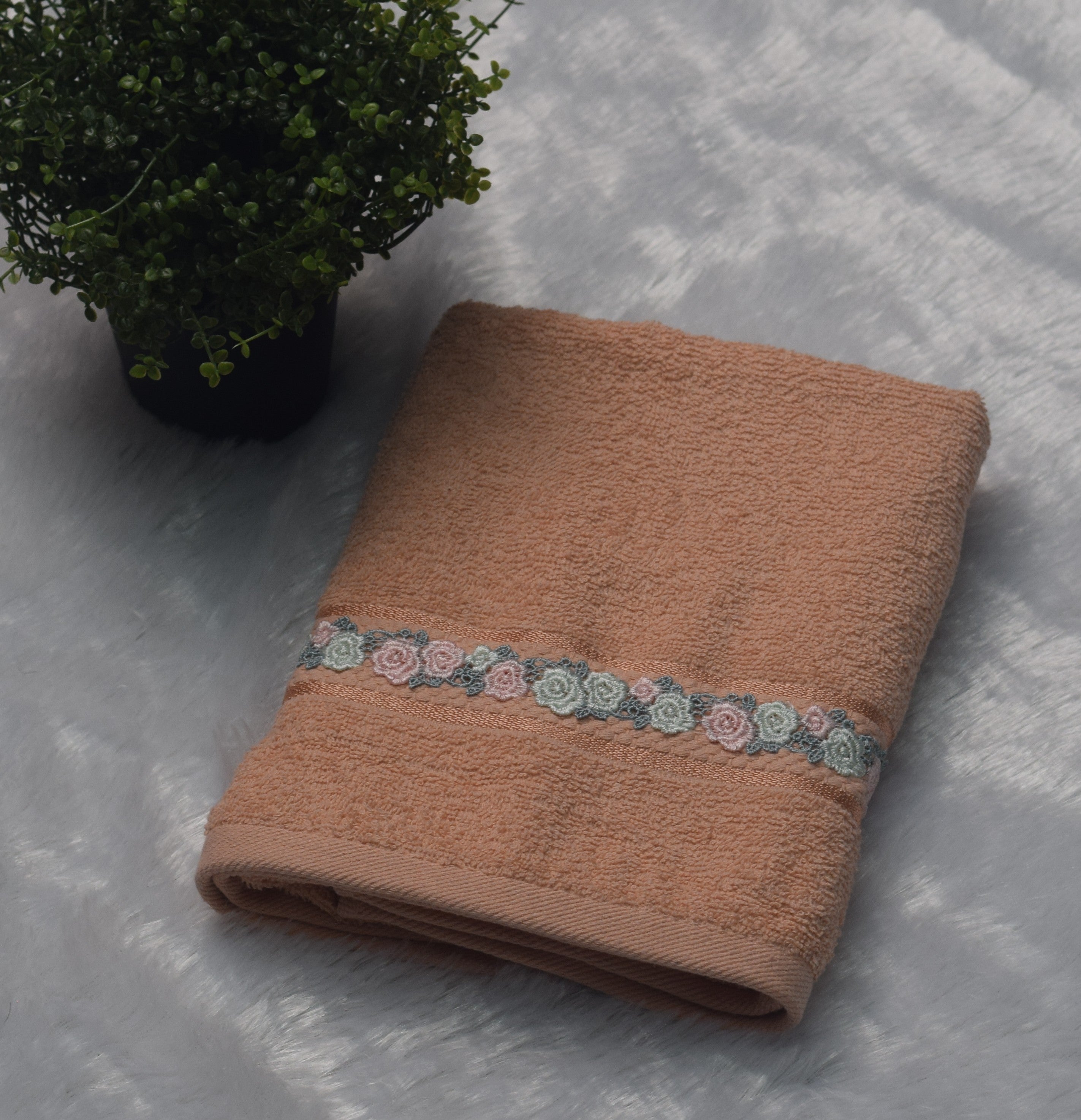 Premium Embroidered Turkish Hand Towel – 19*38inch Inch | Soft & Absorbent