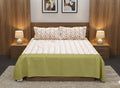 Floral Print King Size Bedspread with Solid Green Border - Main Product Image - Floral - Nushio