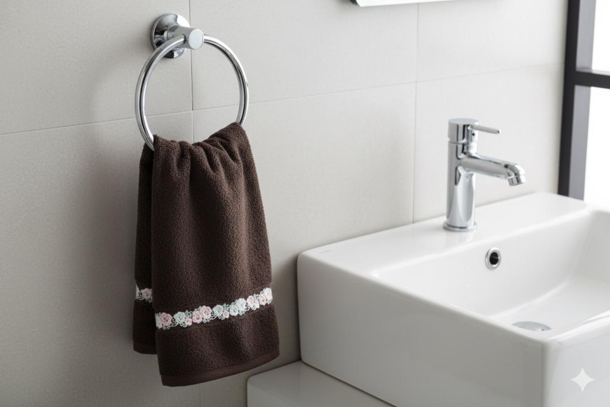 Turkey Hand Towel 16x22 with Elegant Floral Lace Border – Black