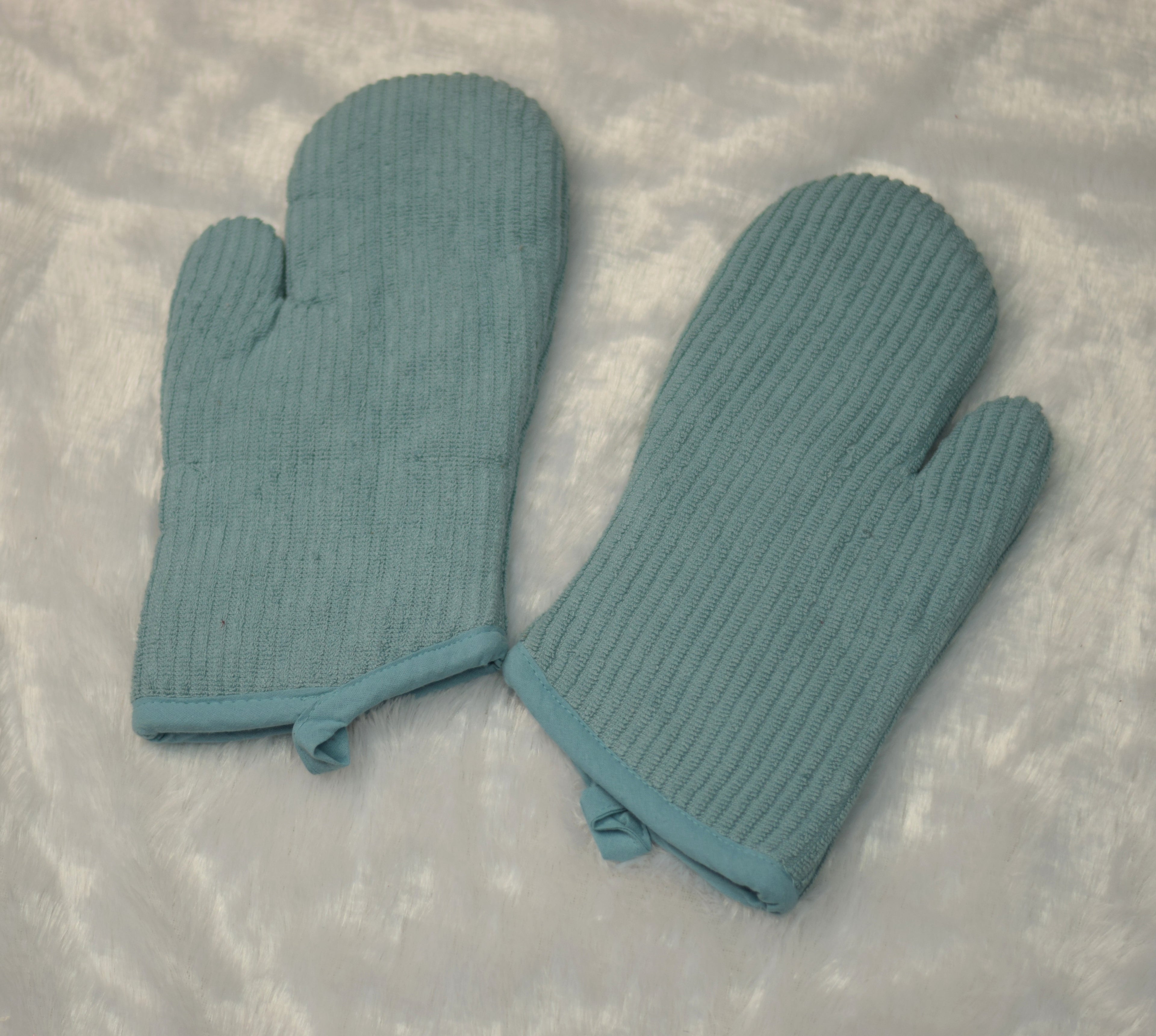 Soft Cotton Heat-Resistant Oven Gloves – Sky Blue (Set of 2)
