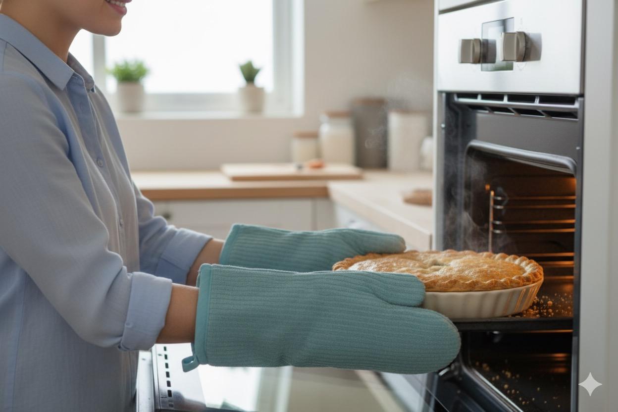 Soft Cotton Heat-Resistant Oven Gloves – Sky Blue (Set of 2)