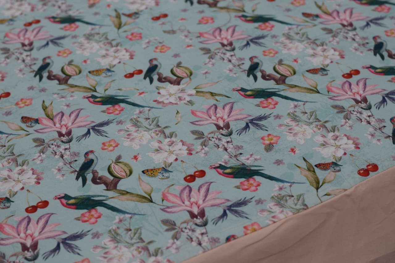 Floral Bird Print King Size Bedspread - Home Décor