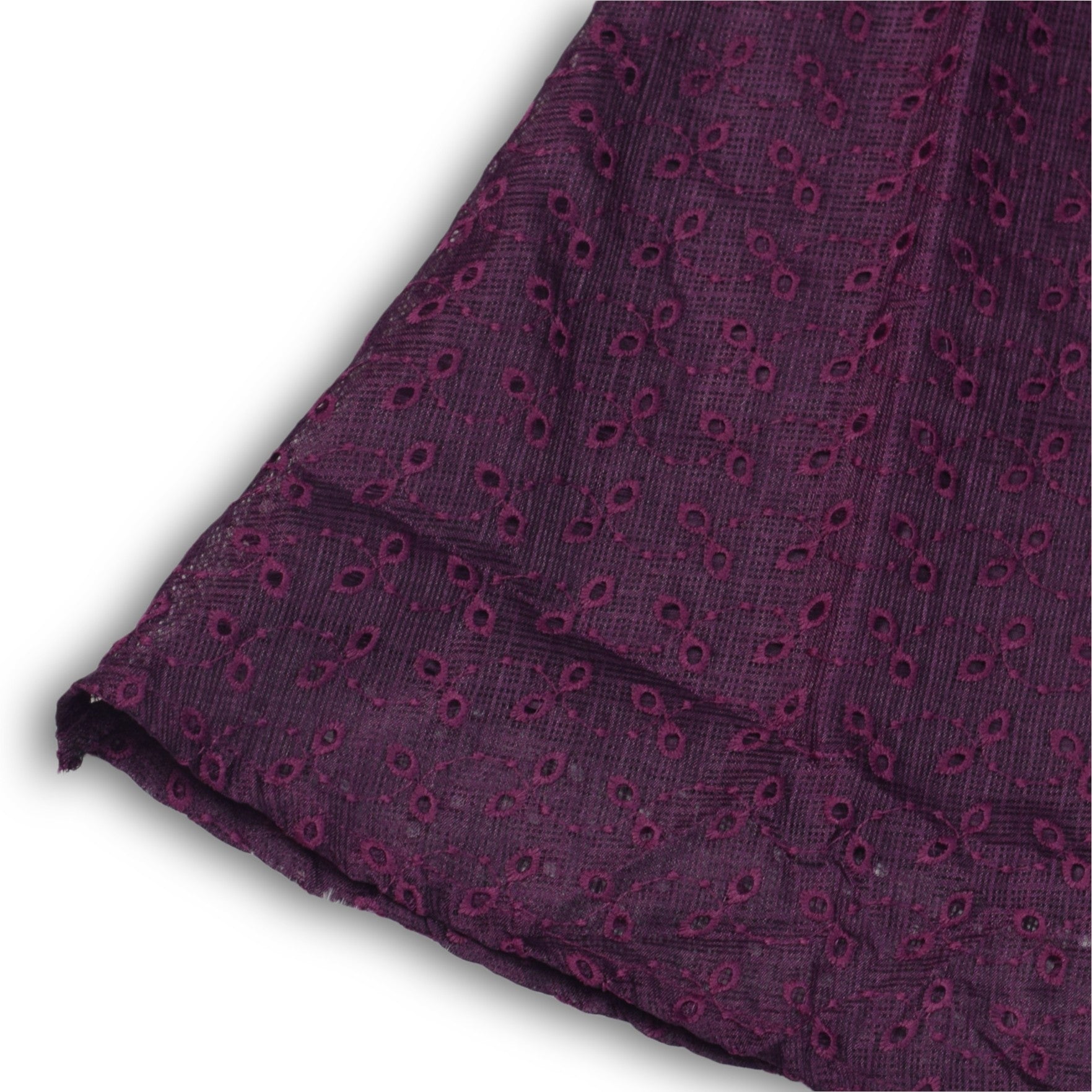 Girls Purple Embroidered A-Line Frock with Peter Pan Collar