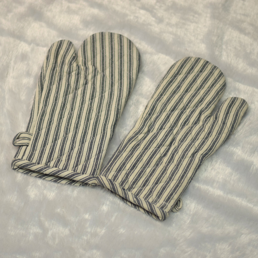Striped Cotton Oven Gloves - Kitchen Mitts (Set of 2)