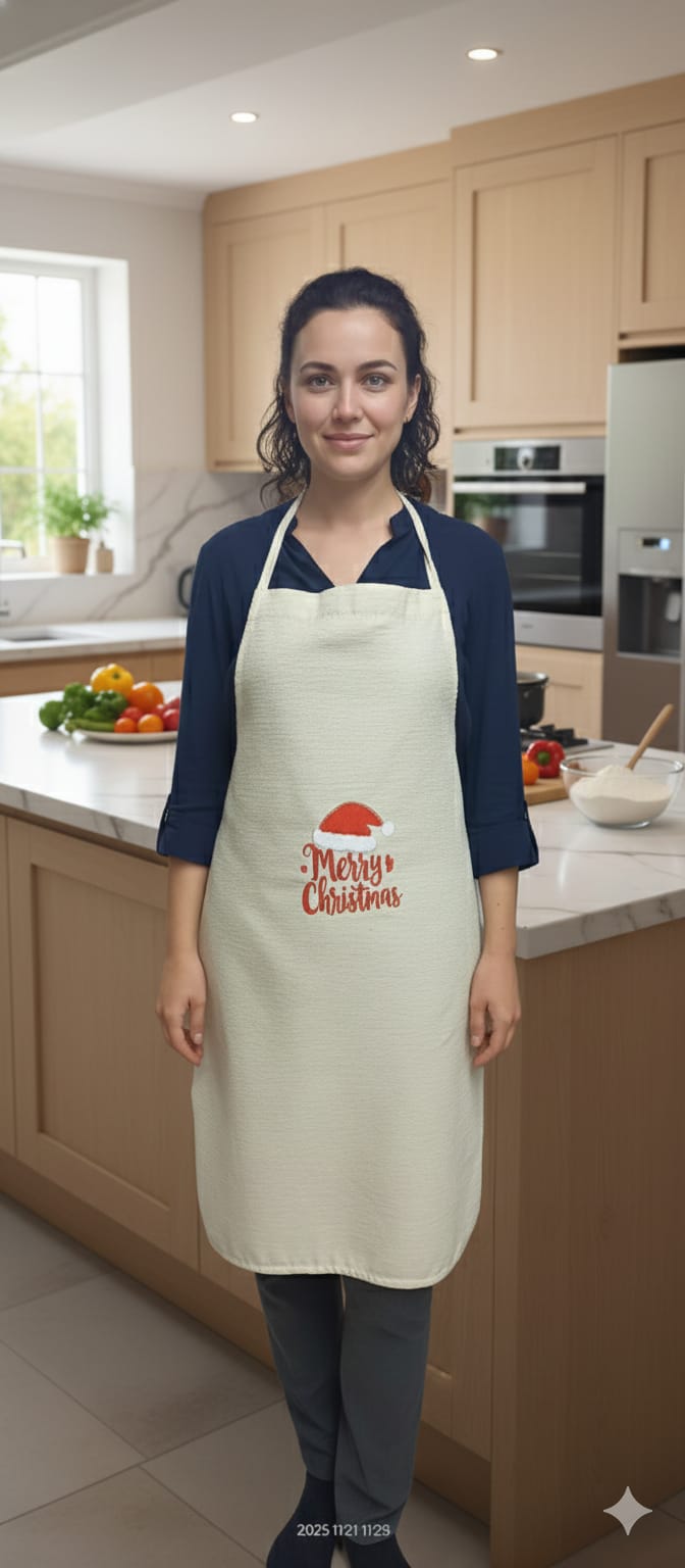 Merry Christmas Printed Kitchen Apron – Festive Cooking & Baking Wear - Printed - Nushio
