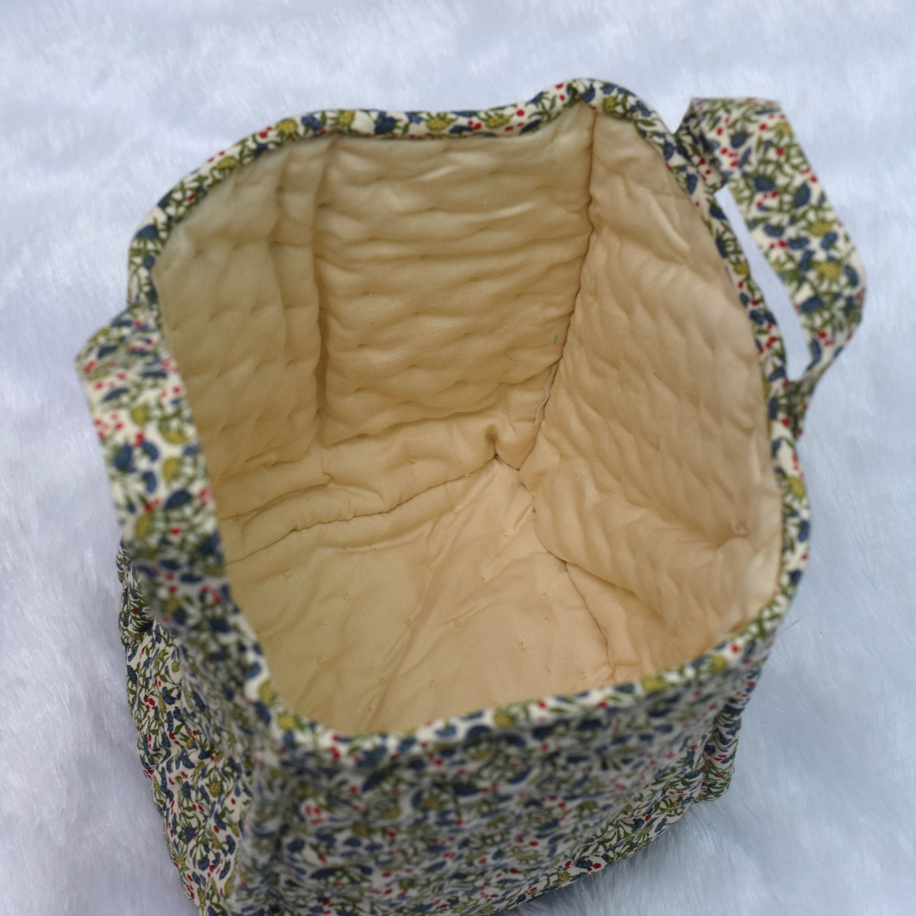 Handmade Quilted Fabric Storage Basket