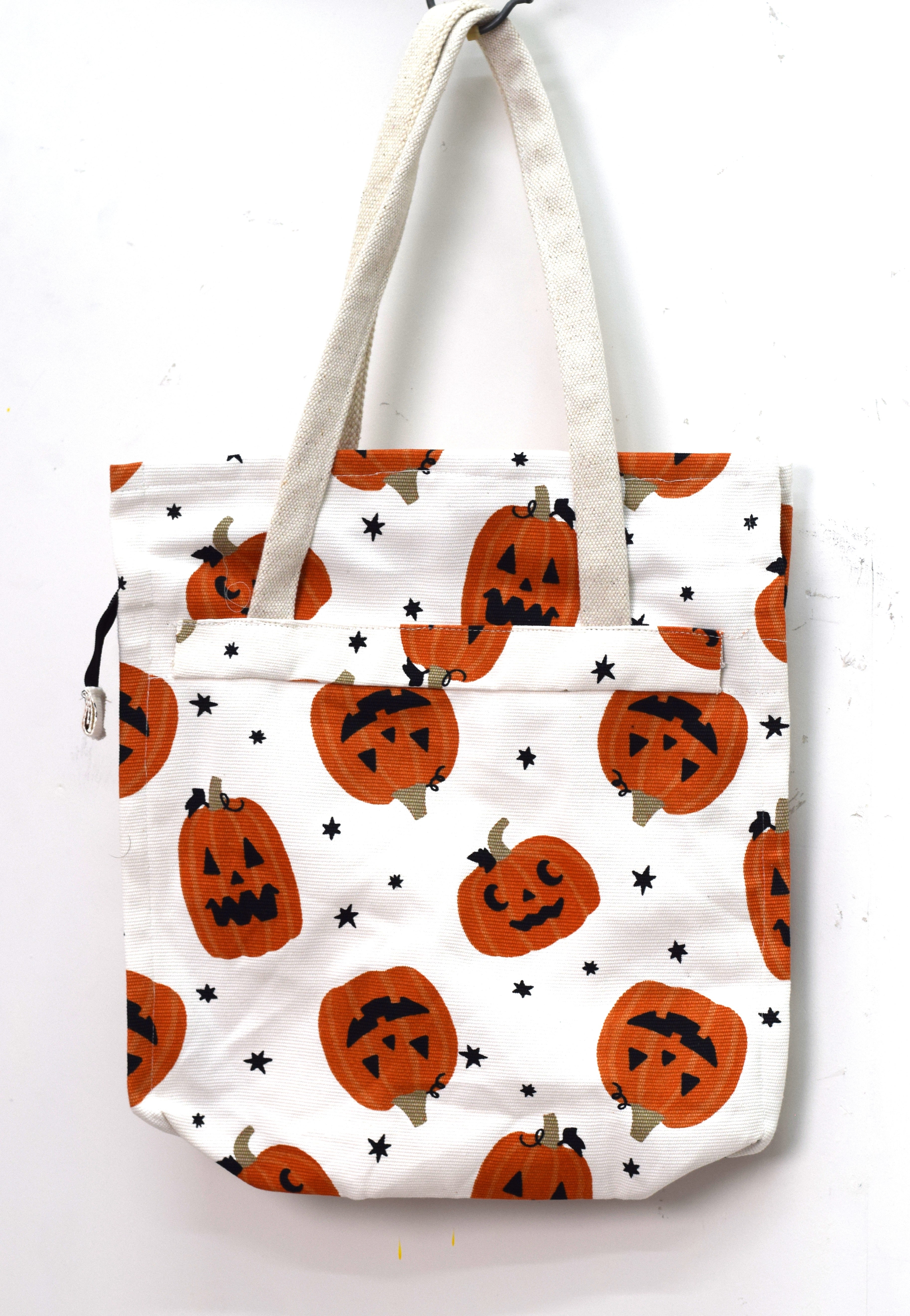 Halloween Pumpkin Printed Canvas Tote Bag - Main Product Image - Printed - Nushio