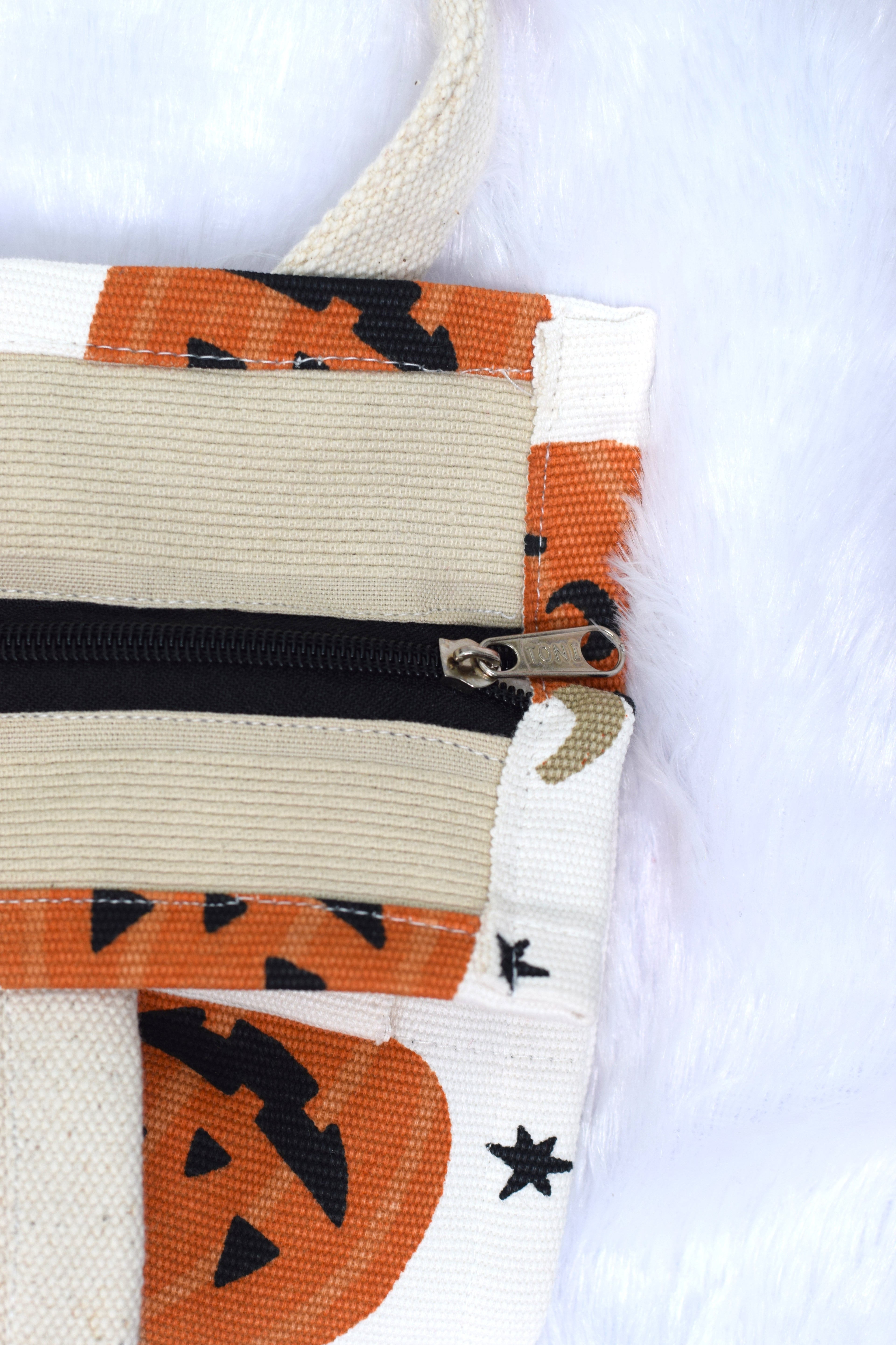 Halloween Pumpkin Printed Canvas Tote Bag - View 2 - Printed - Nushio