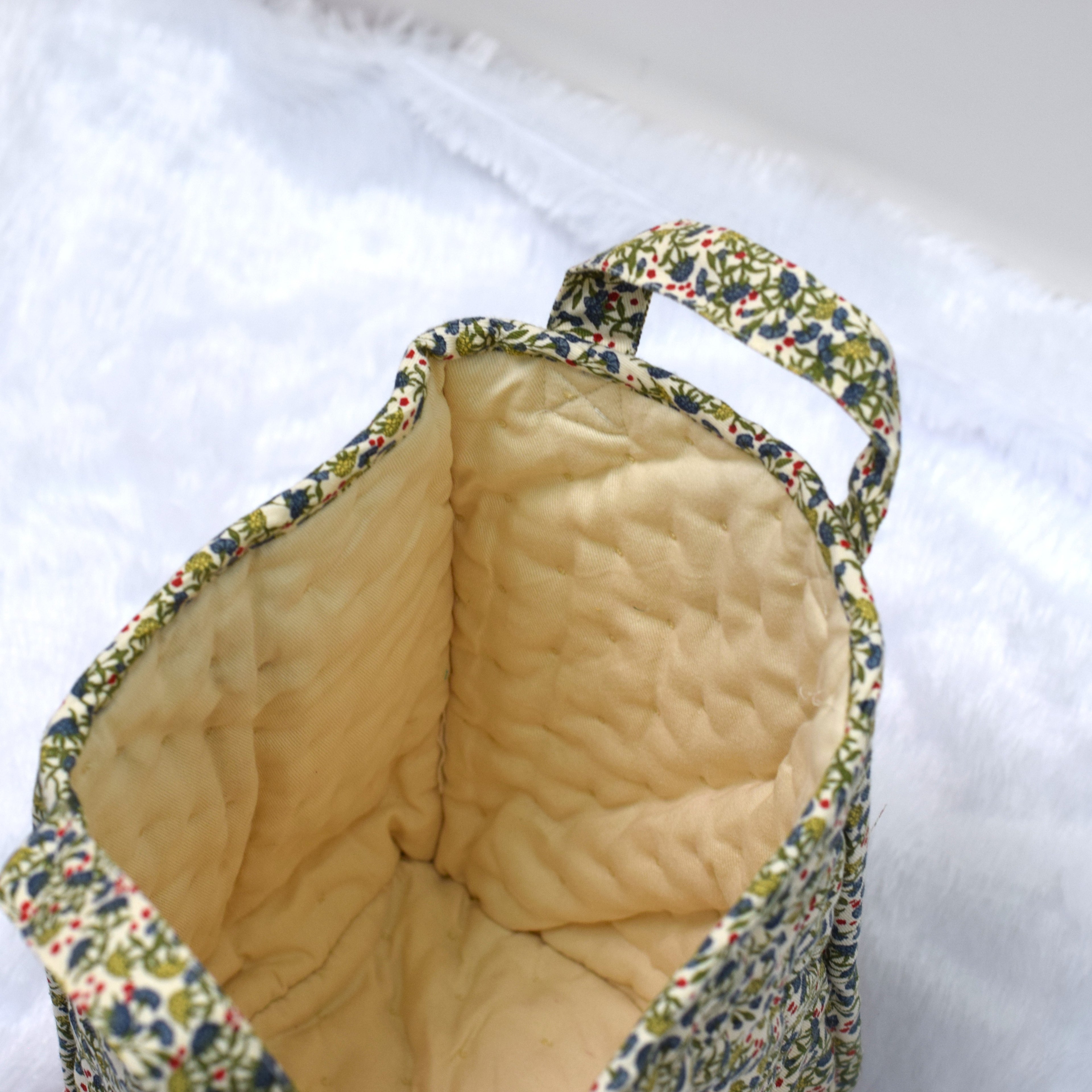 Handmade Quilted Fabric Storage Basket