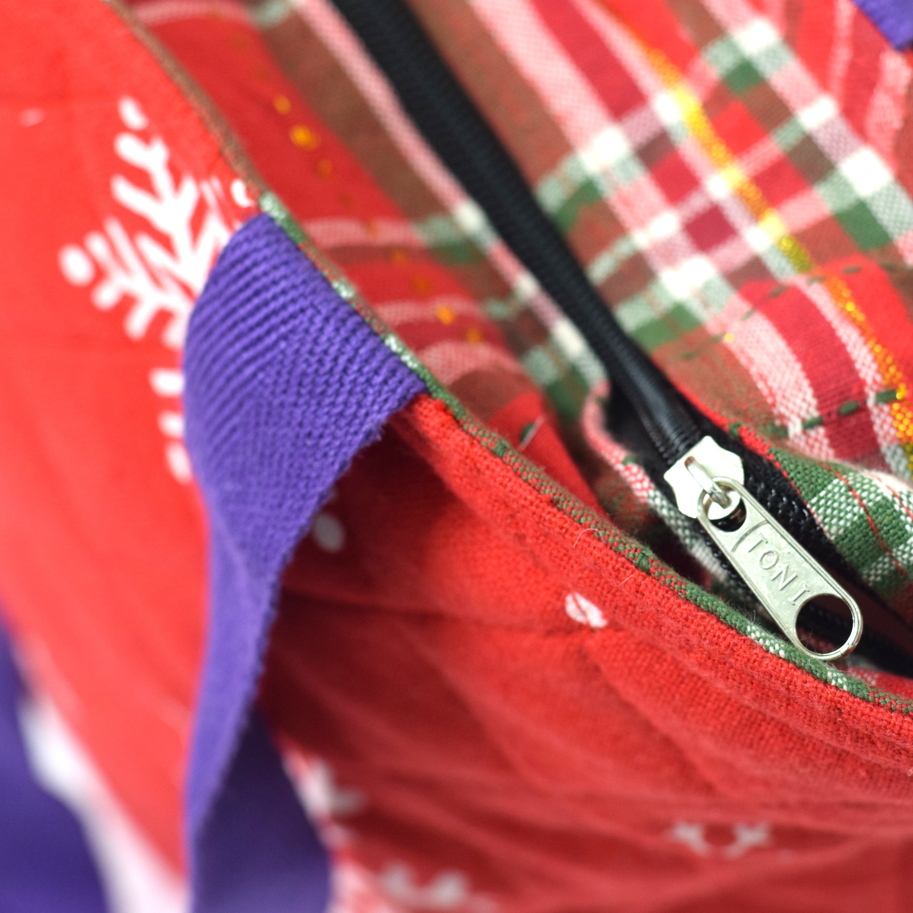 Christmas Snowflake Quilted Tote Bag - Red & White