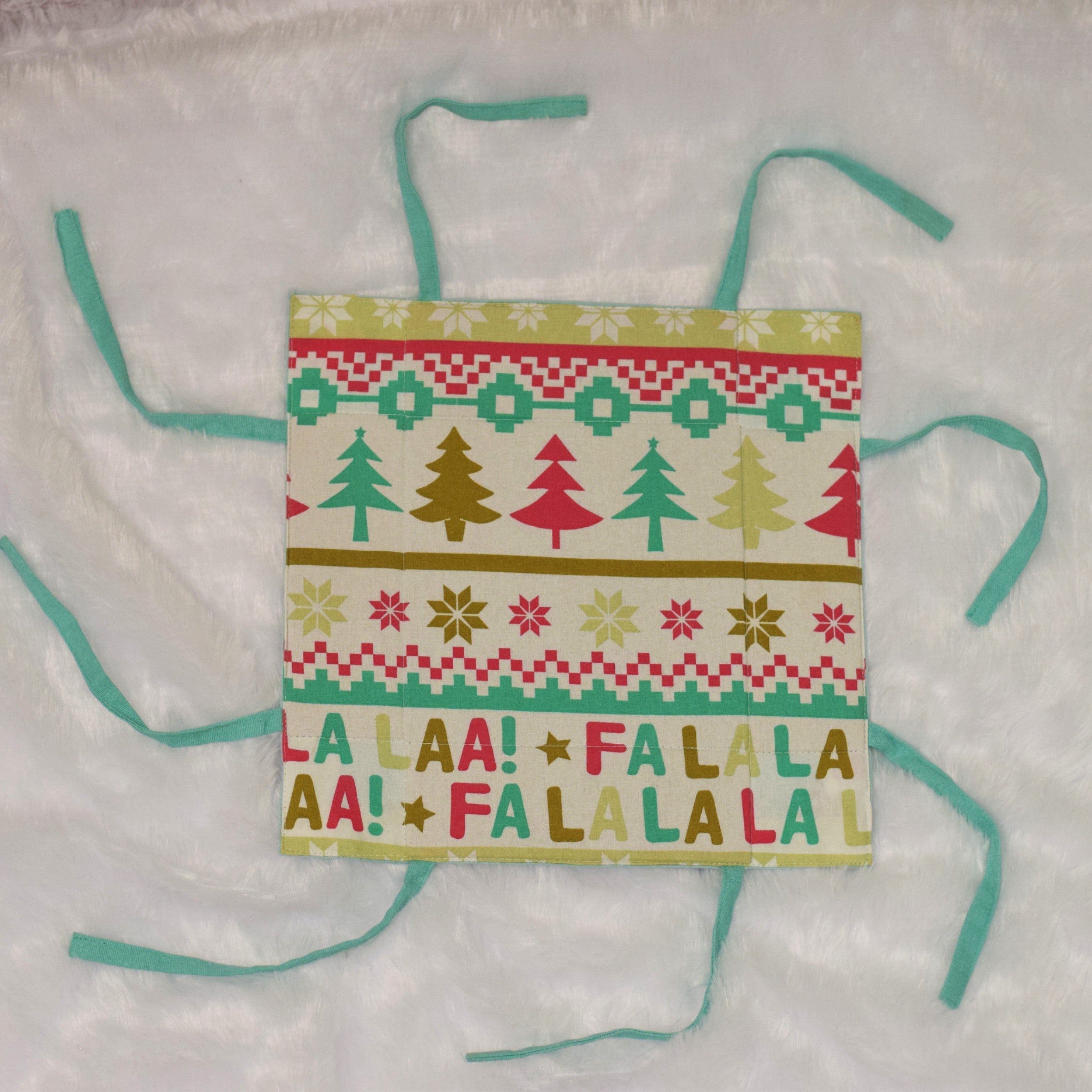 Festive Pattern Fabric Bread Basket with Tie-Up Corners