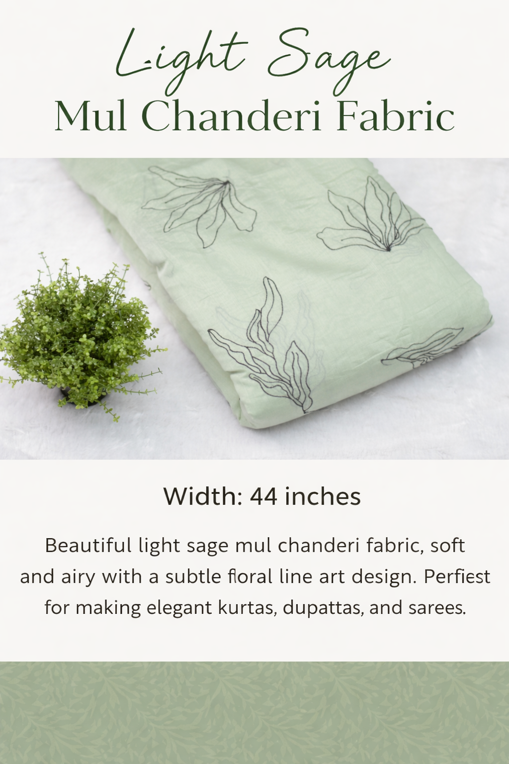 Premium Mul Chanderi Fabric – 44 Inch Width | Lightweight & Elegant Dress Material