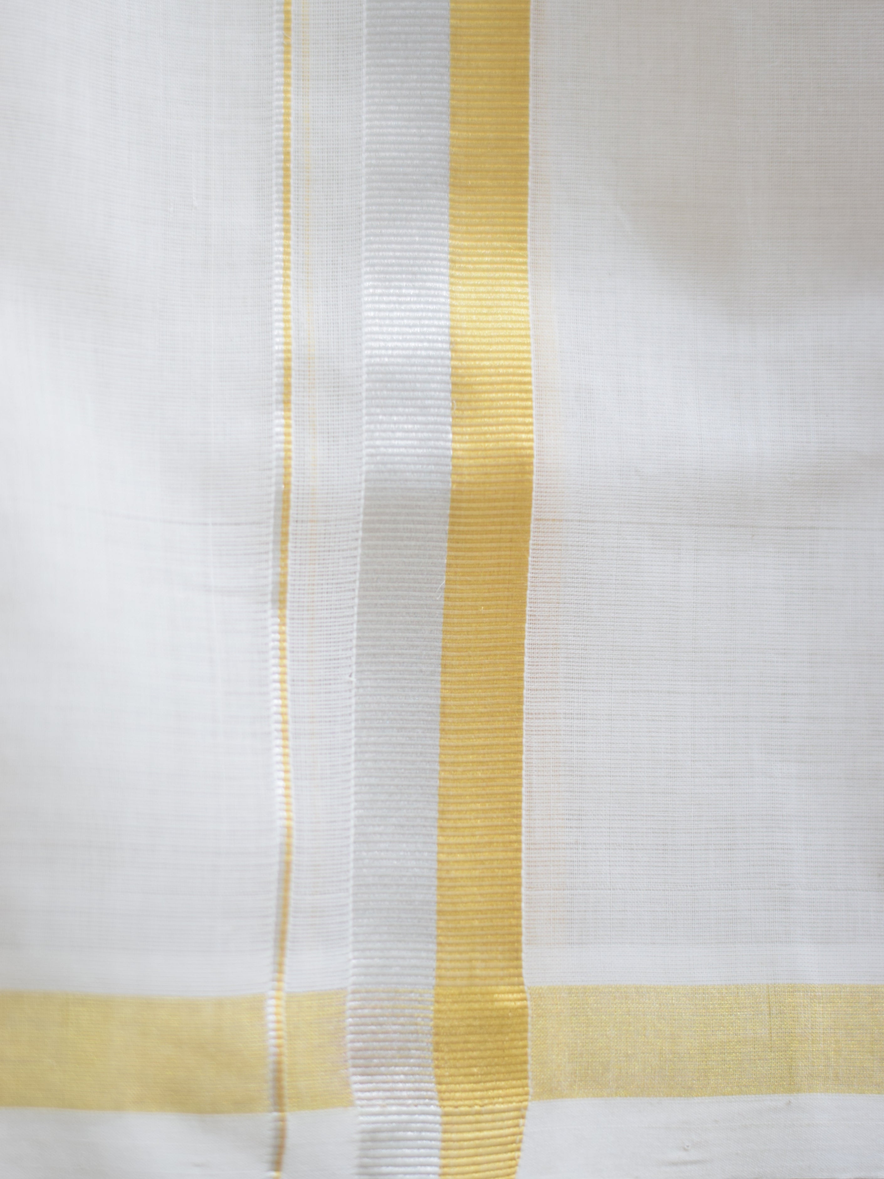 Men's Traditional White Cotton Dhoti with Gold Border – Elegant Ethnic Wear - View 3 - Cotton - Nushio