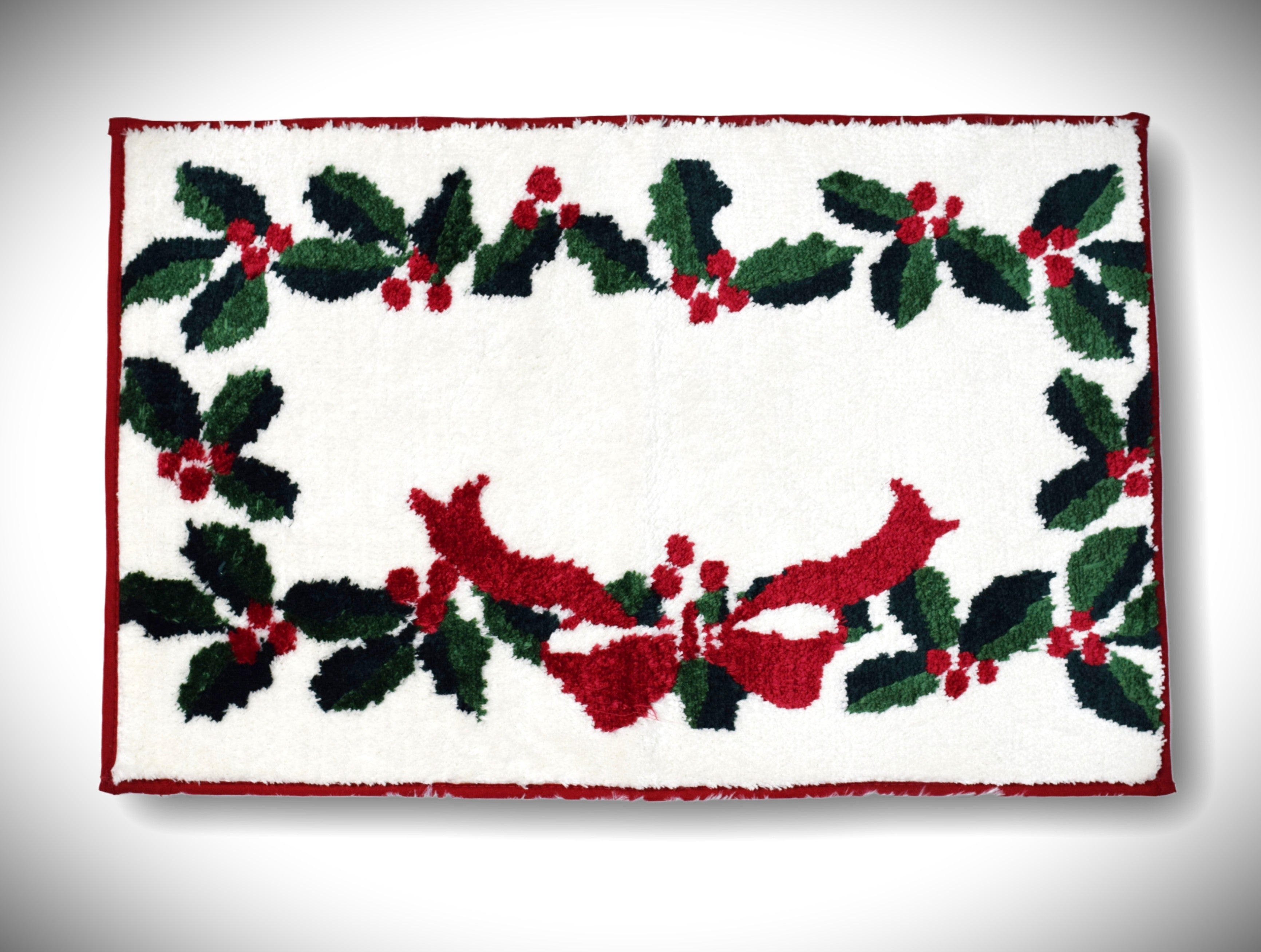 Festive Christmas Holly & Bow Door Mat - Detail View - Nushio