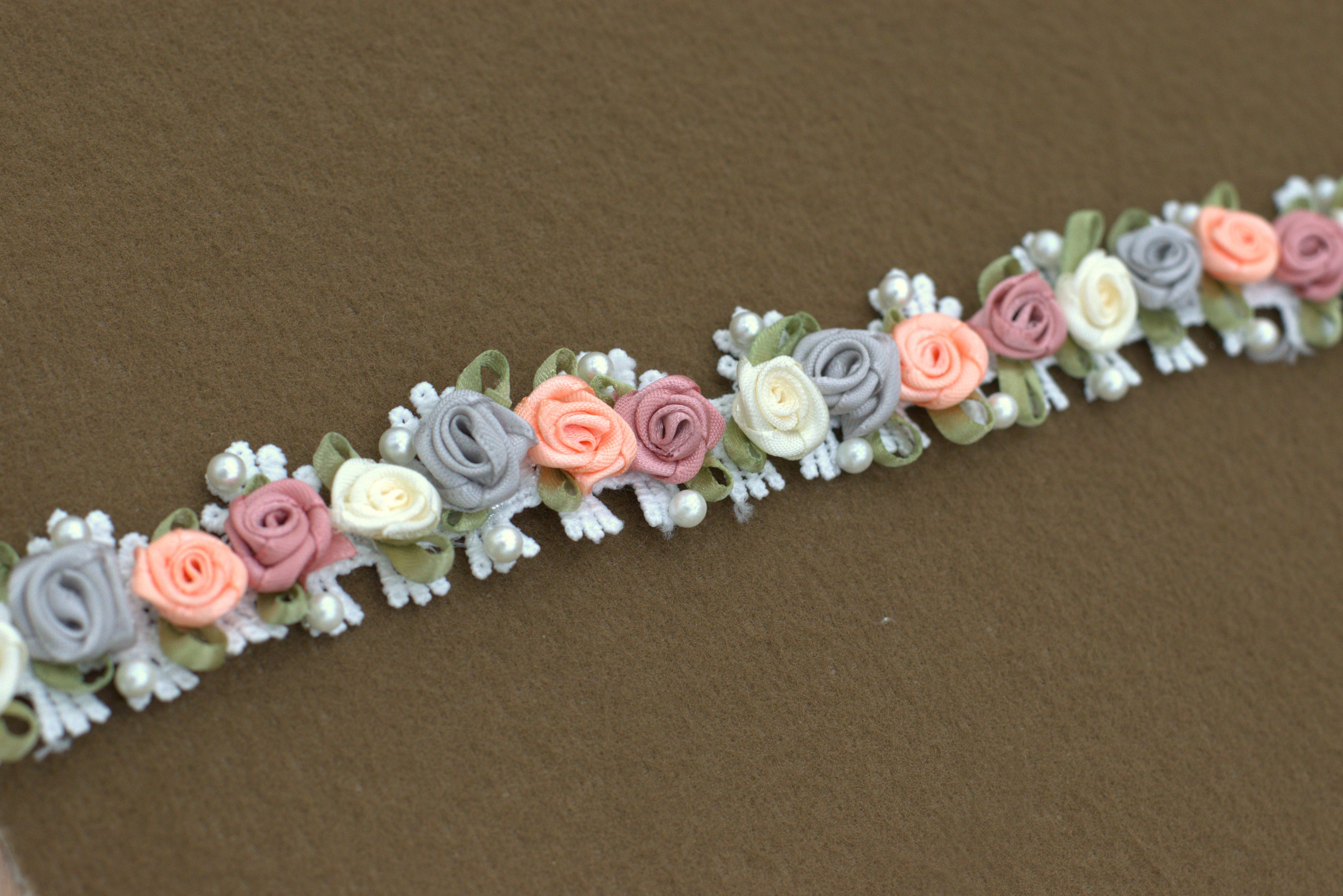 Premium Imported Floral Rose Lace Trim (5 Meter / 10 Meter) – Multicolor Embellished Decorative Border