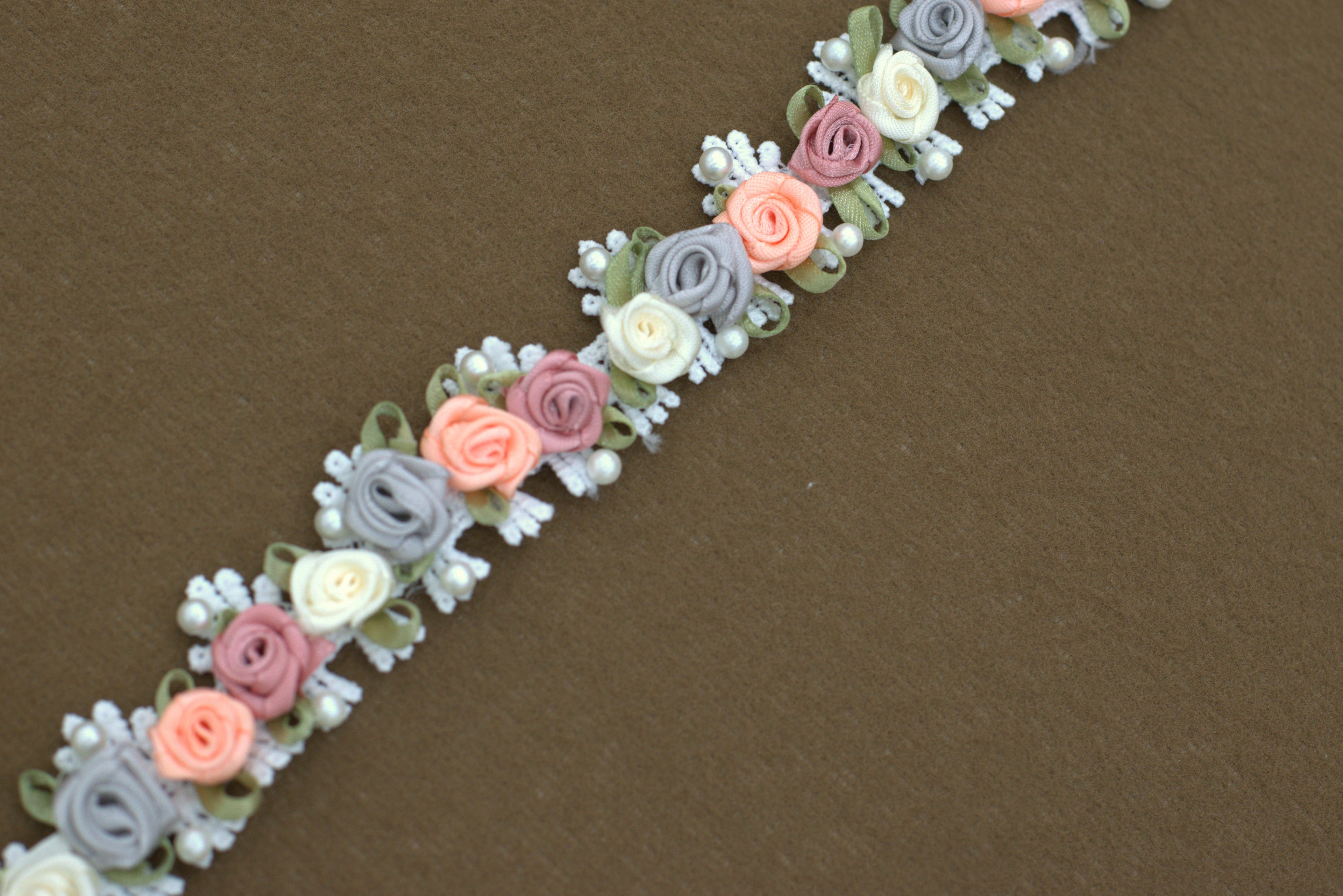 Premium Imported Floral Rose Lace Trim (5 Meter / 10 Meter) – Multicolor Embellished Decorative Border