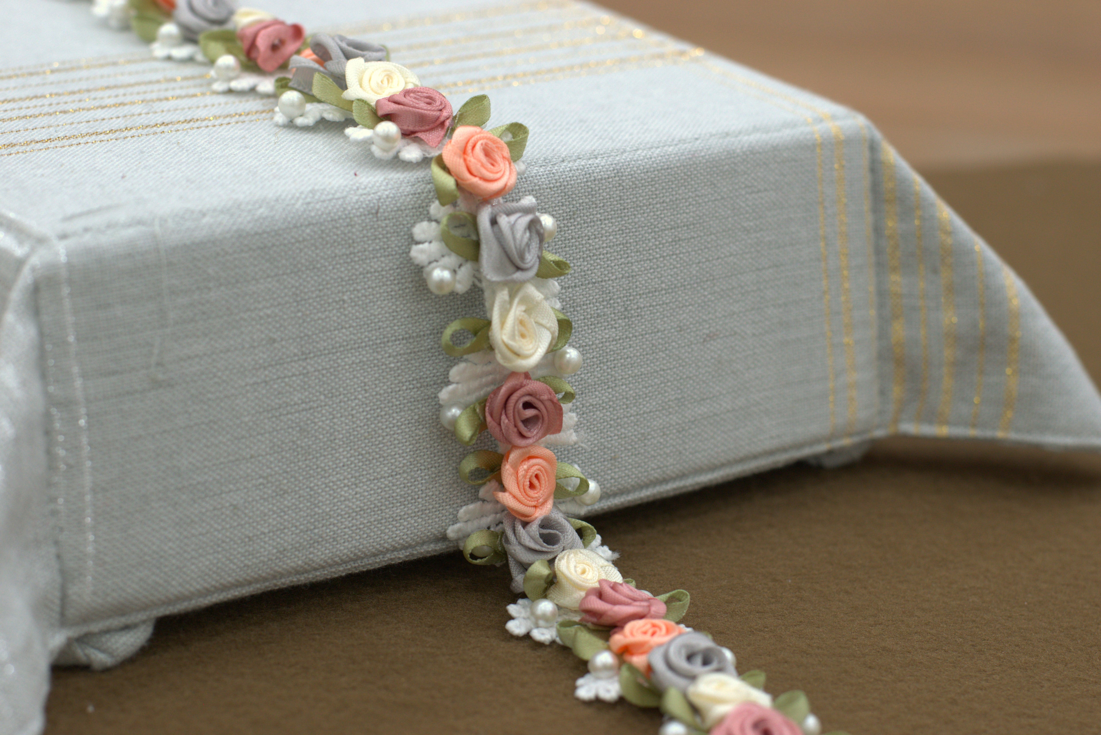 Premium Imported Floral Rose Lace Trim (5 Meter / 10 Meter) – Multicolor Embellished Decorative Border