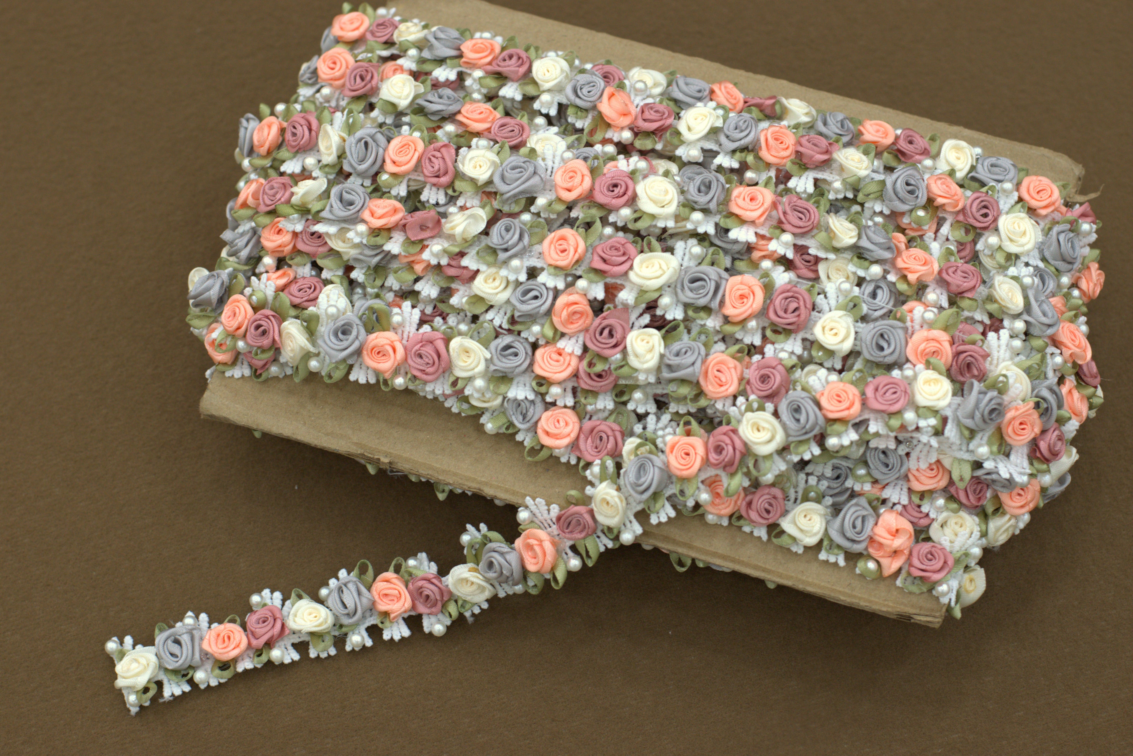 Premium Imported Floral Rose Lace Trim (5 Meter / 10 Meter) – Multicolor Embellished Decorative Border