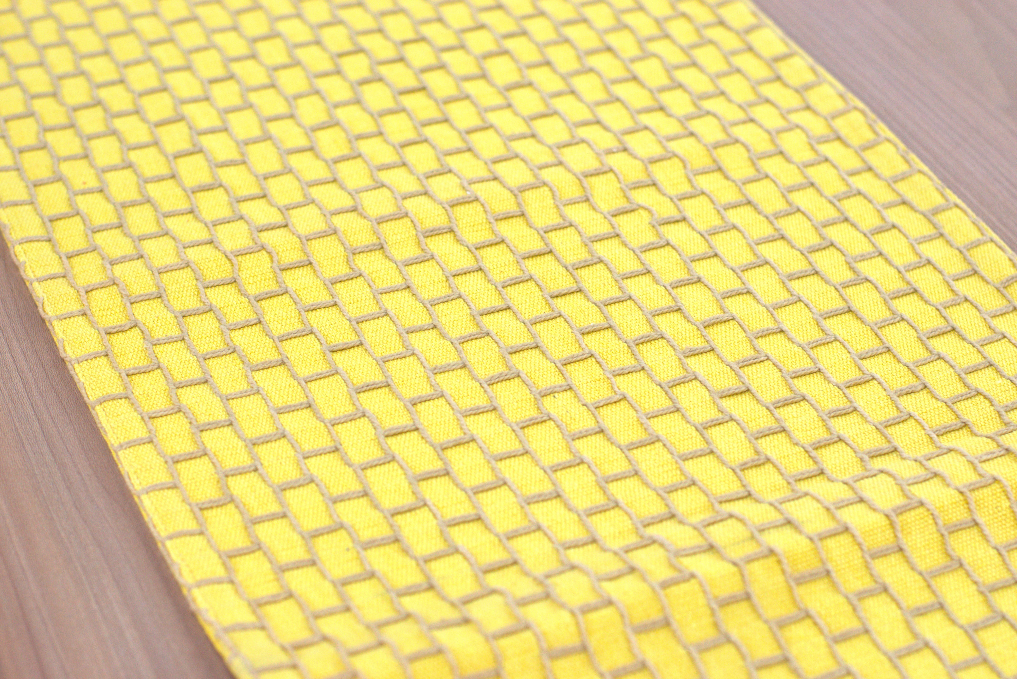 Yellow Geometric Textured Table Runner – 185 x 35 cm