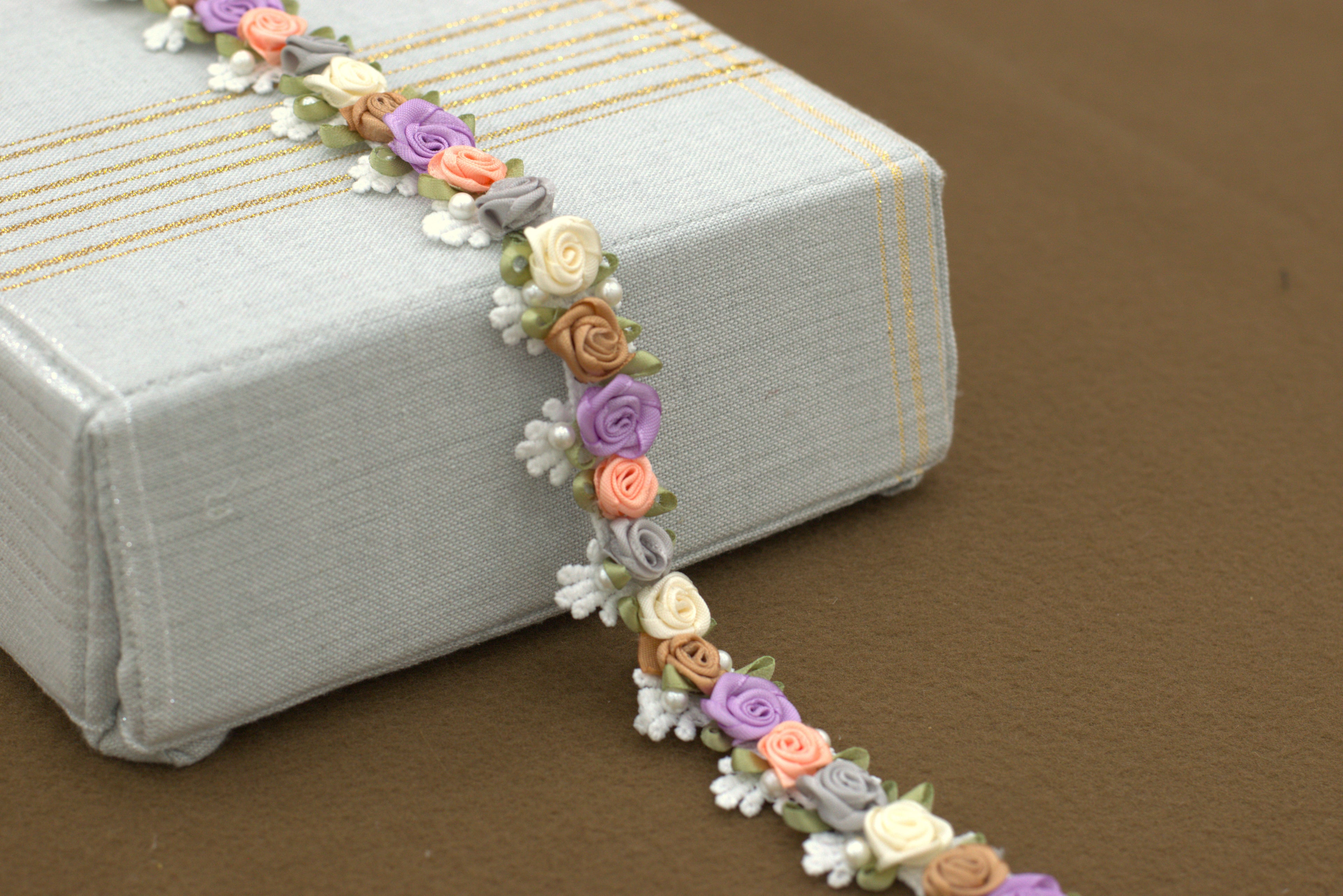 Imported 3D Floral Lace Trim – Multicolor Rose Embroidery (5m / 10m)