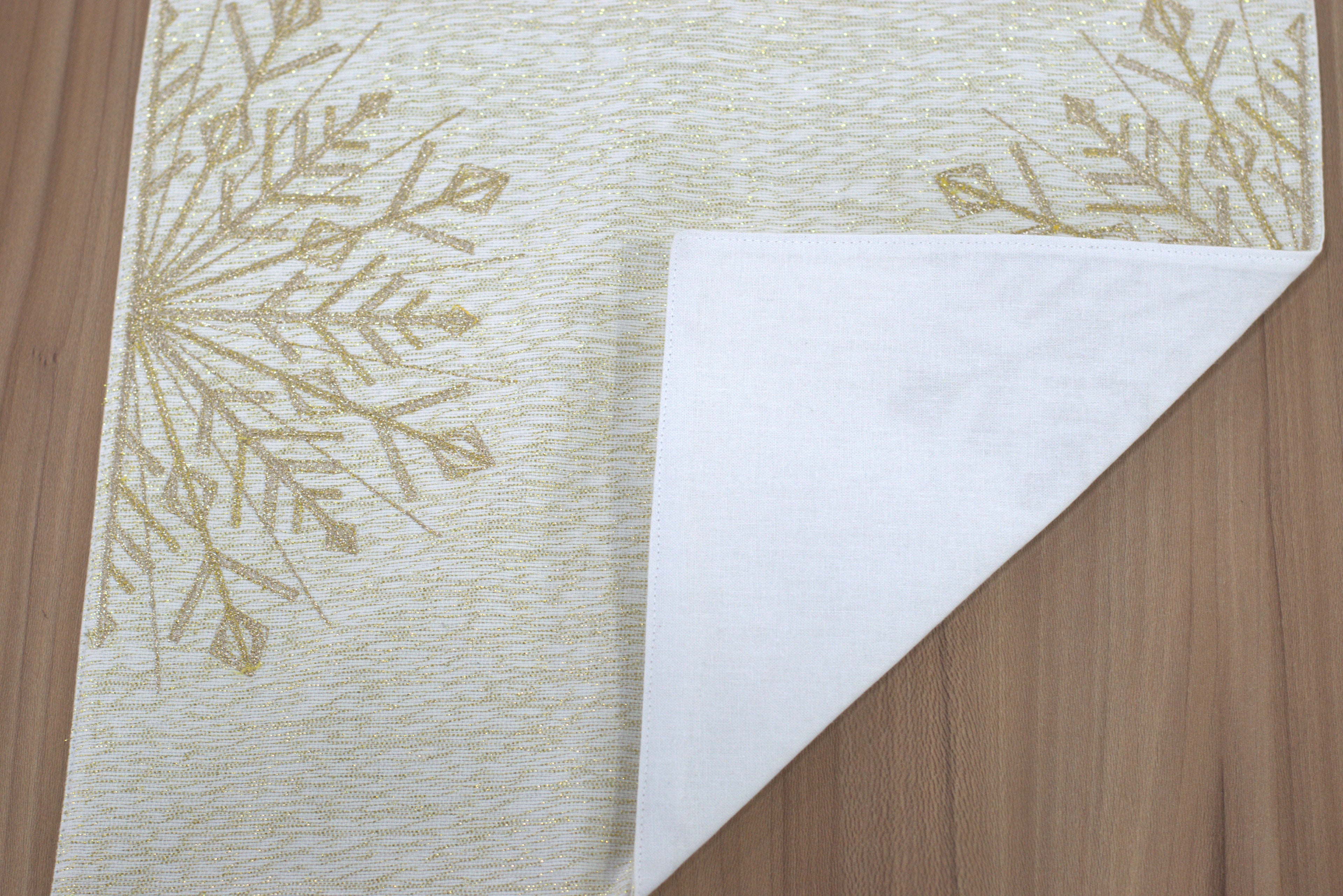 Gold Snowflake Table Runner - 180 x 35 cm - View 3 - Nushio