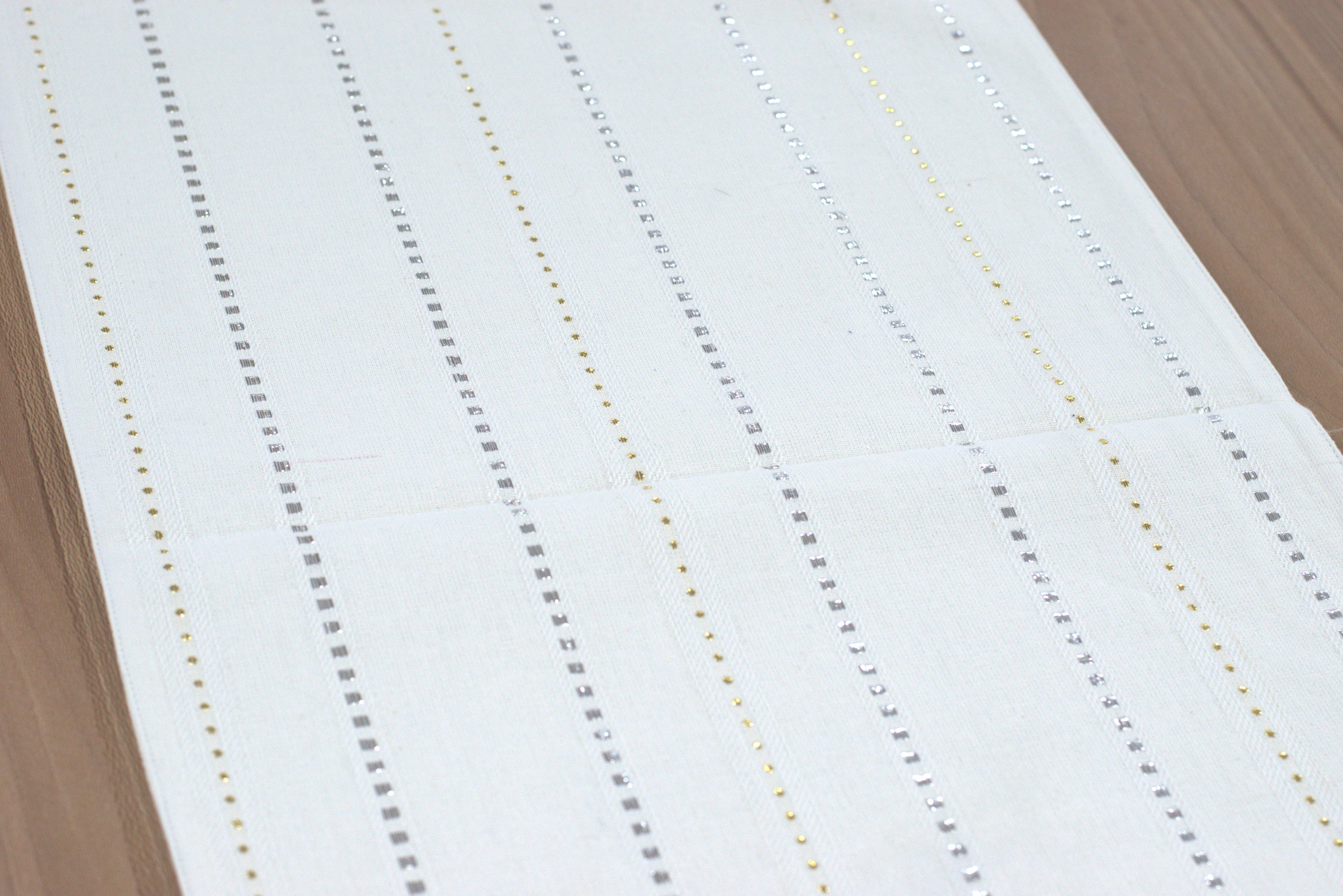 White Striped Table Runner with Tassels - 180 x 35 cm