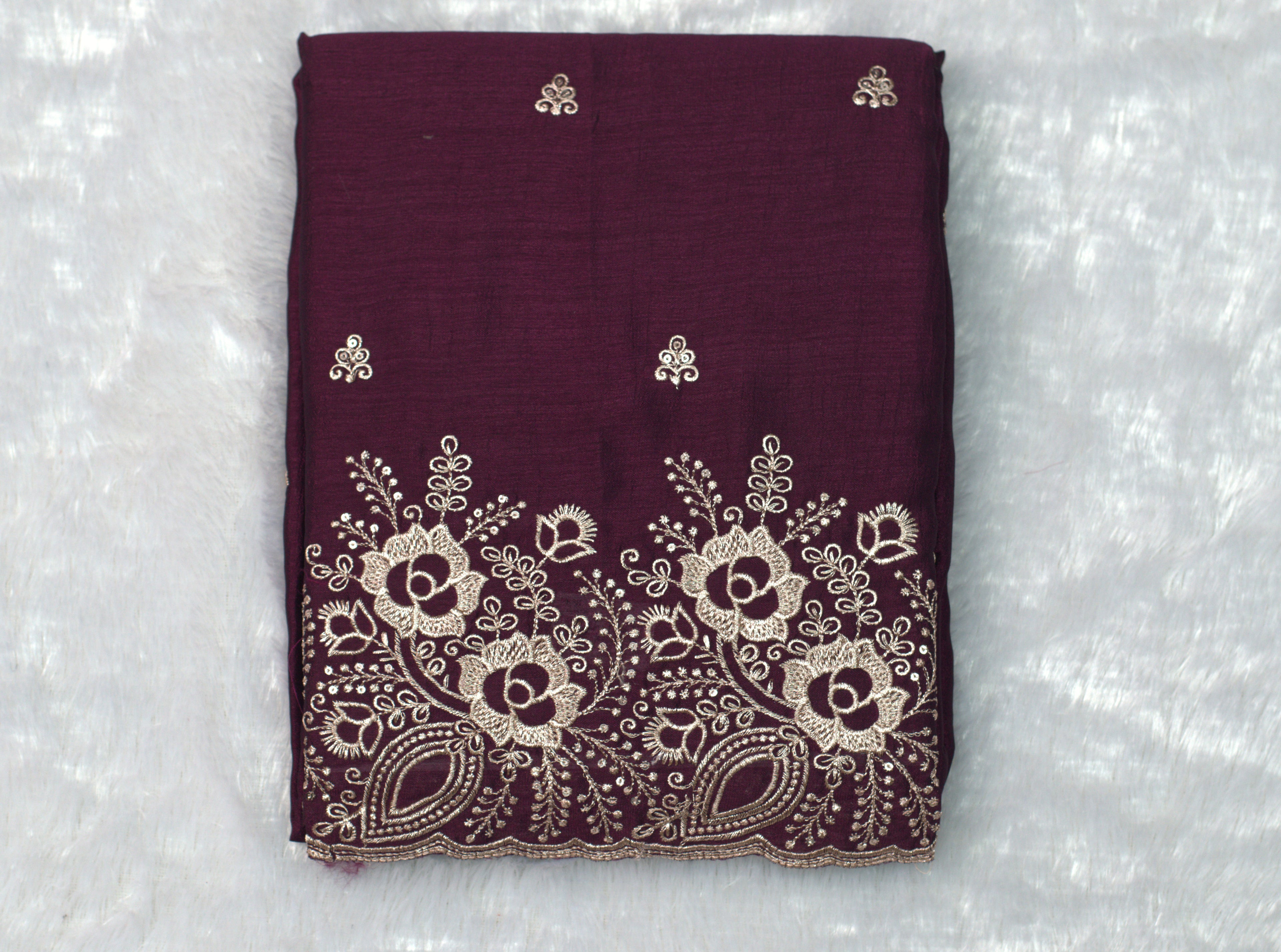Premium Vichitra Silk Churidar Material  set with Elegant Embroidery – Wine Purple