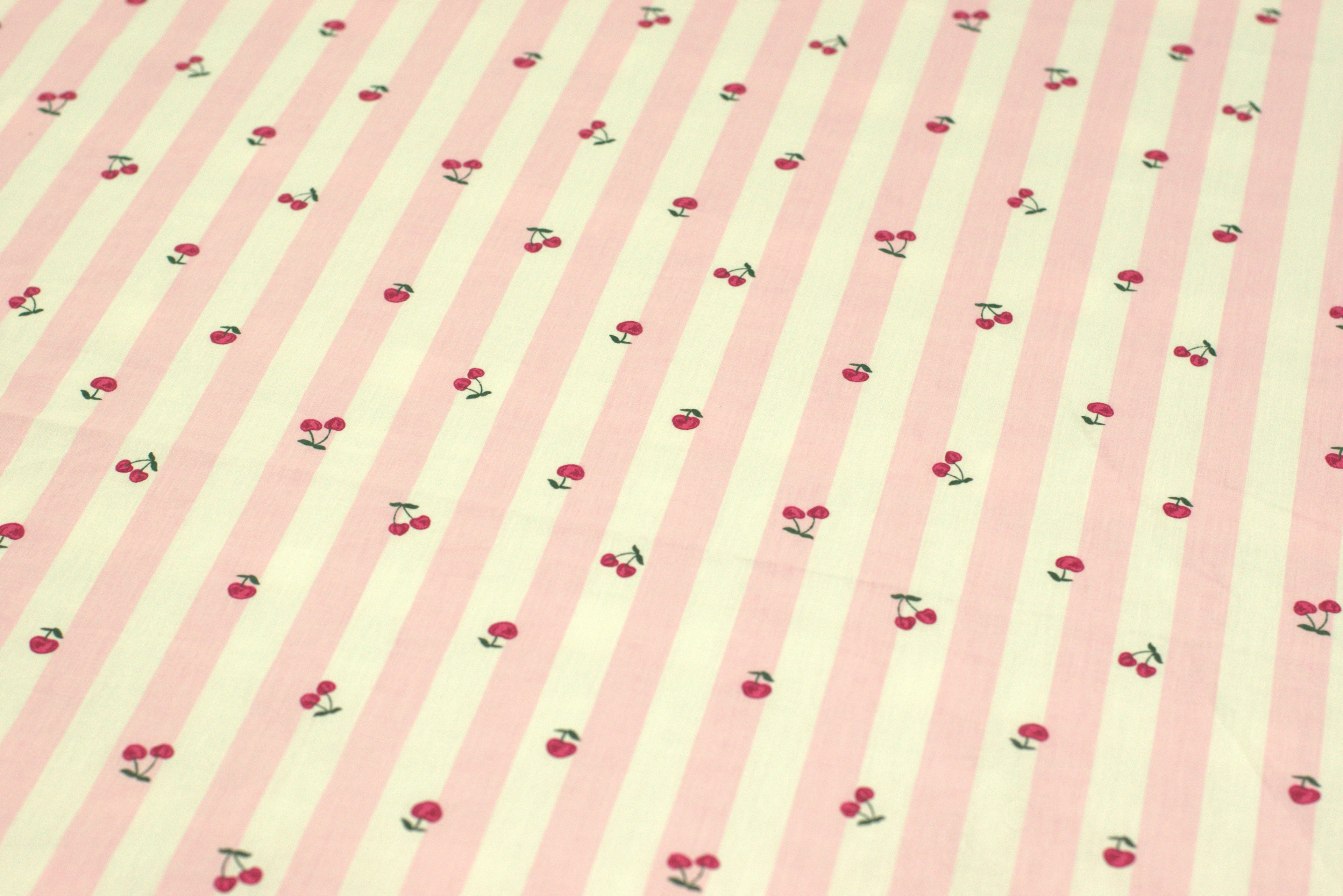 Cherry Stripe King Size Bedspread with Lace Detail – Soft Cotton Blend