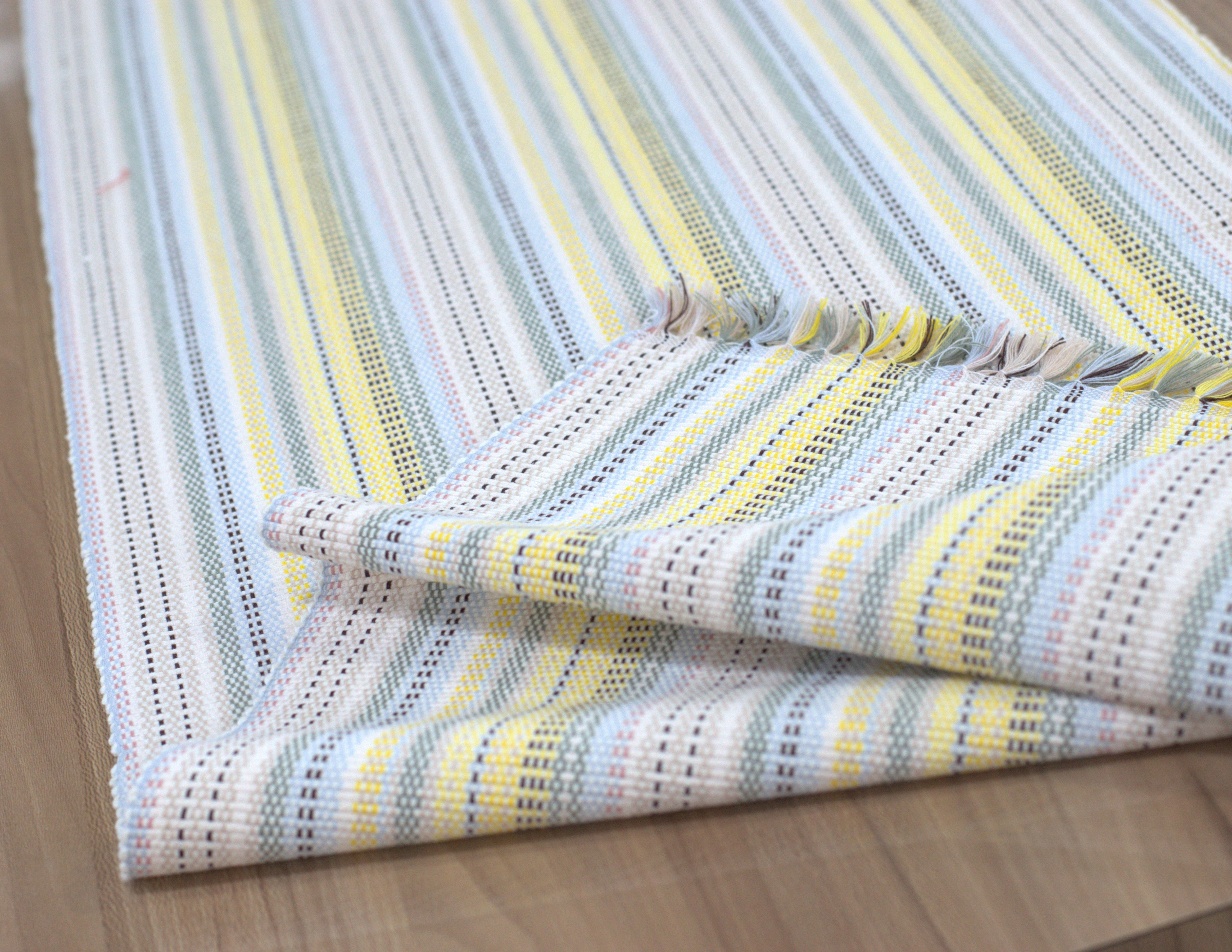 Pastel Striped Table Runner with Tassels – 240 x 40 cm - View 2 - Nushio
