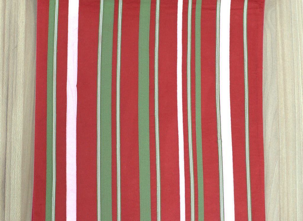 Red & Green Striped Table Runner – 180 × 35 cm | Elegant Dining Table Decor