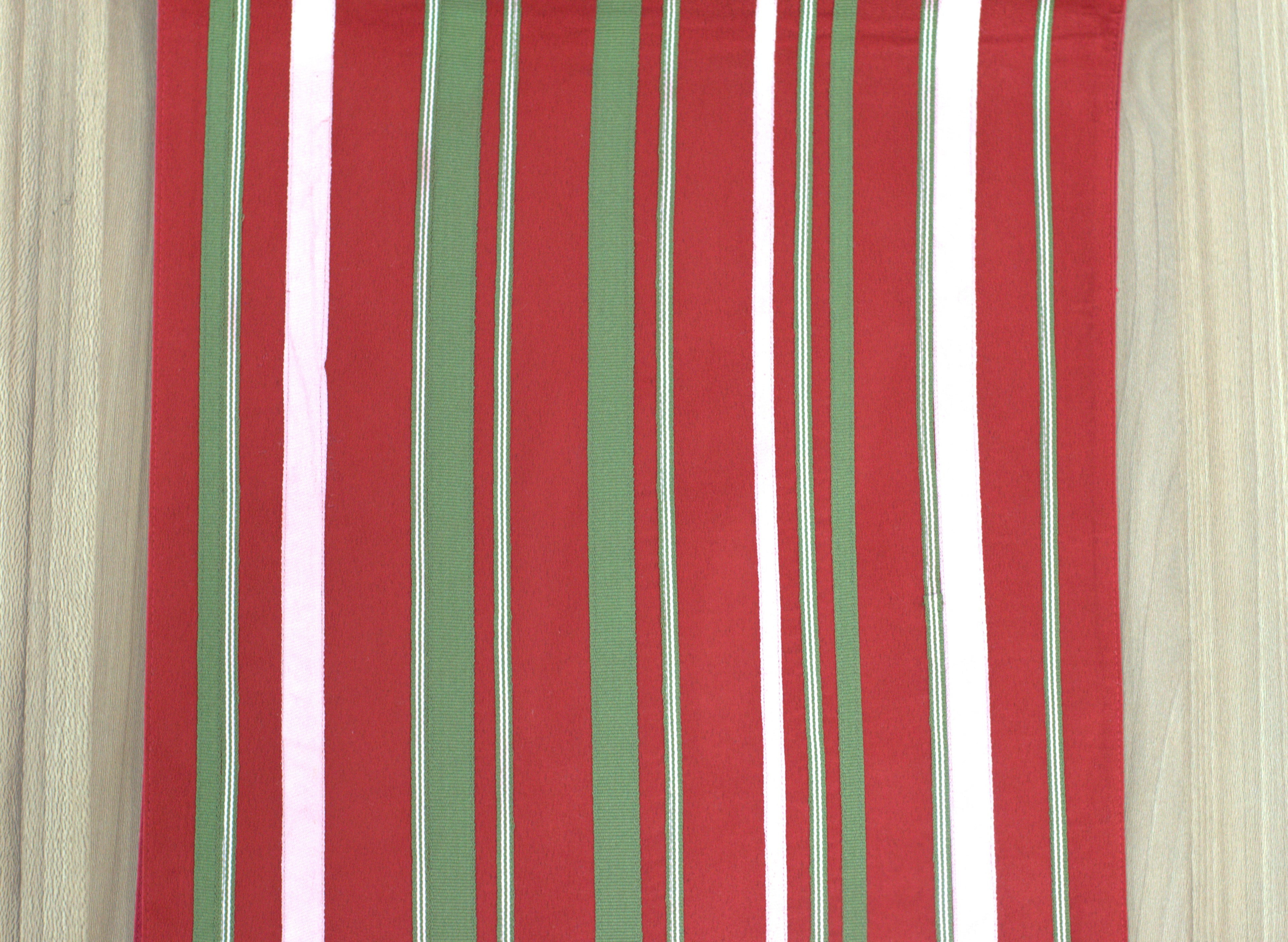 Red & Green Striped Table Runner – 180 × 35 cm | Elegant Dining Table Decor