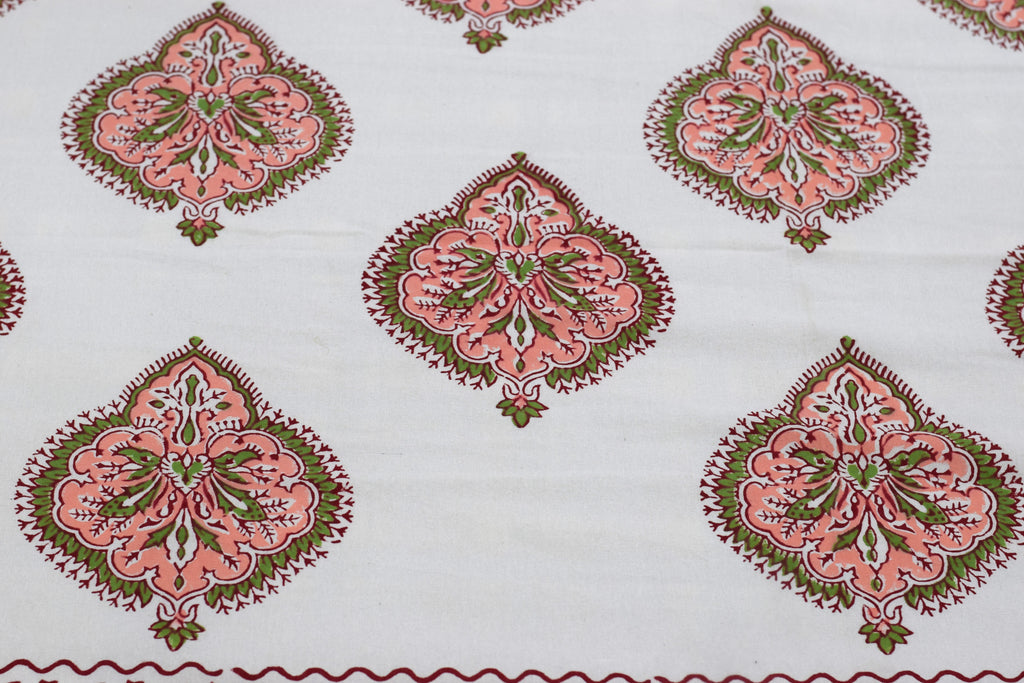 Hand-Block Inspired Floral King Size Bedsheet Set