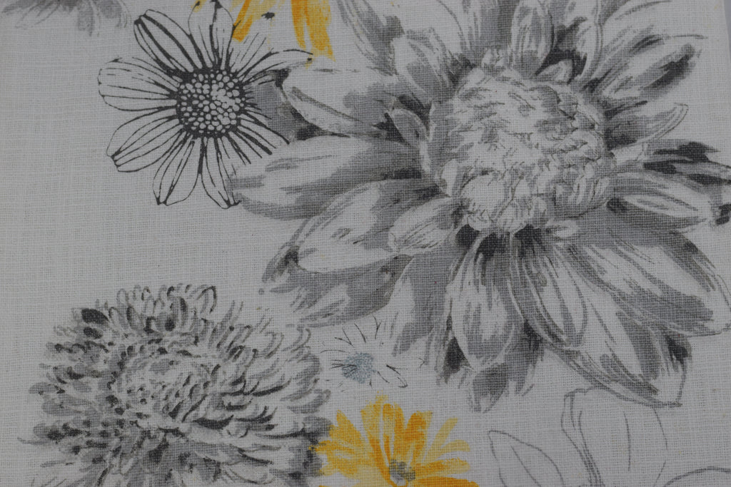 Floral Printed Table Runner - Grey & Yellow - 2.25 m x 40 cm - View 3 - Floral Printed - Nushio